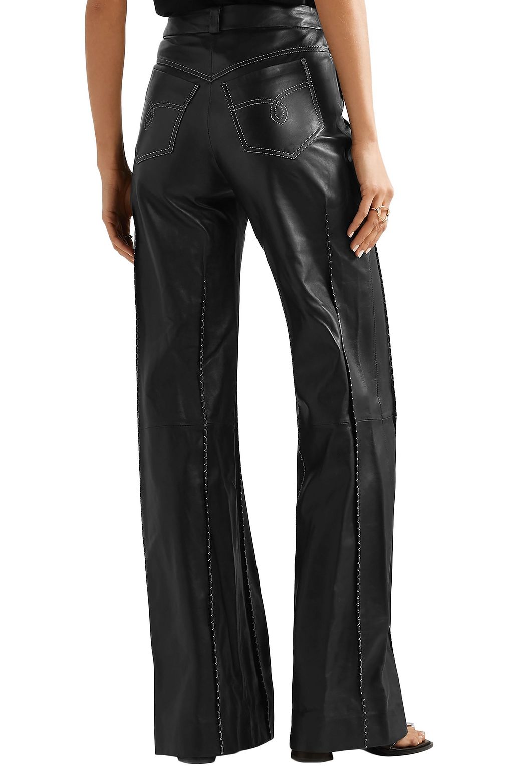 ELLERY Fischer embroidered leather wide-leg pants