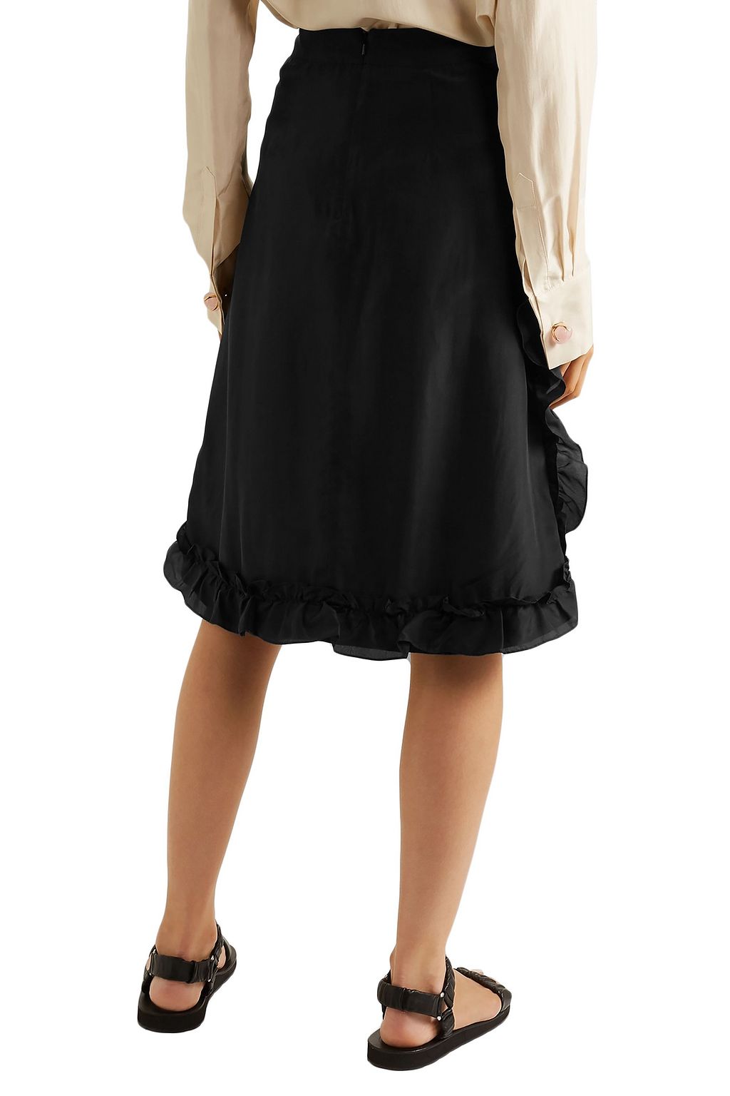 WALES BONNER Ruffled bead-embellished silk crepe de chine skirt