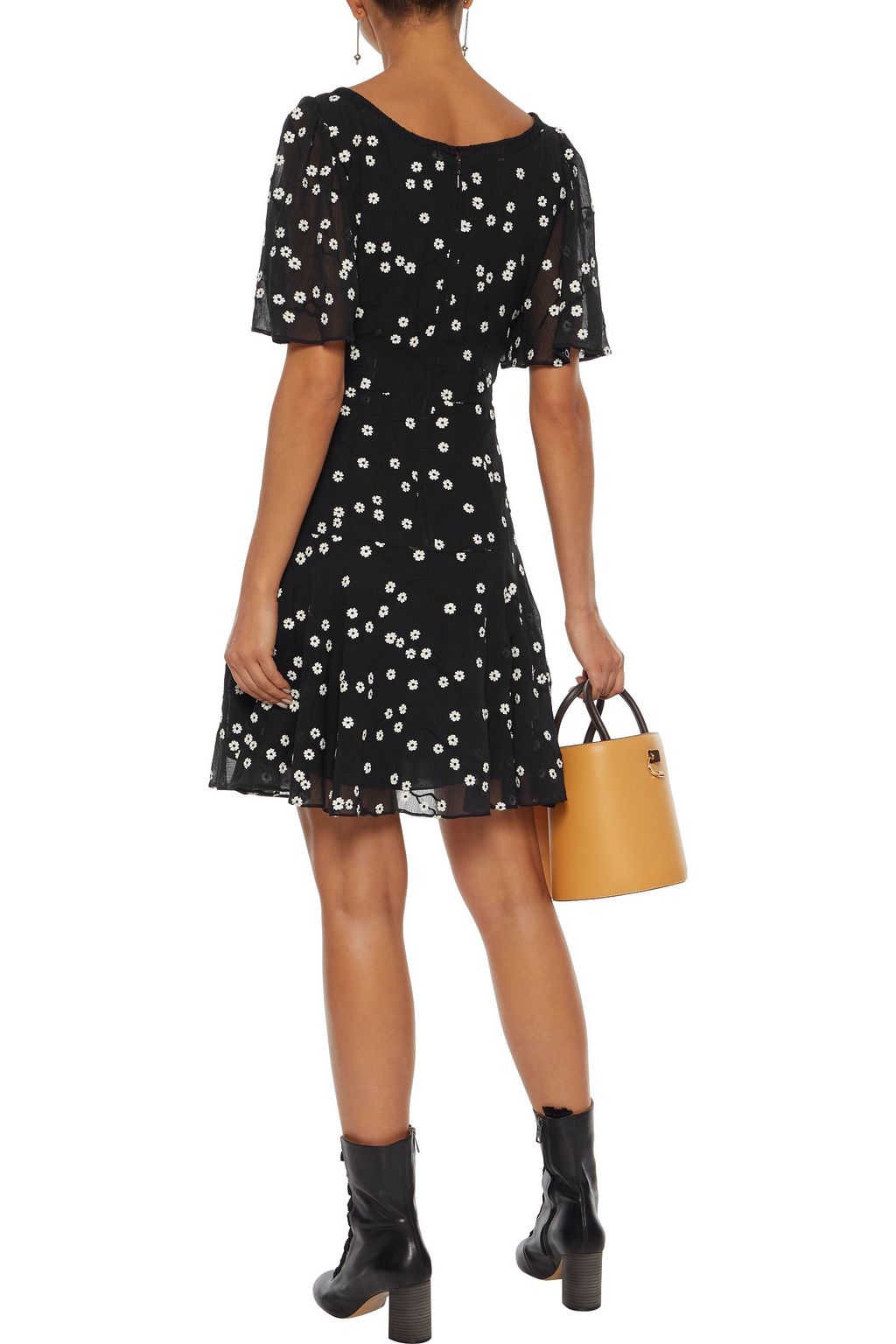 REBECCA TAYLOR Alessandra embroidered crinkled cotton and silk-blend mini dress
