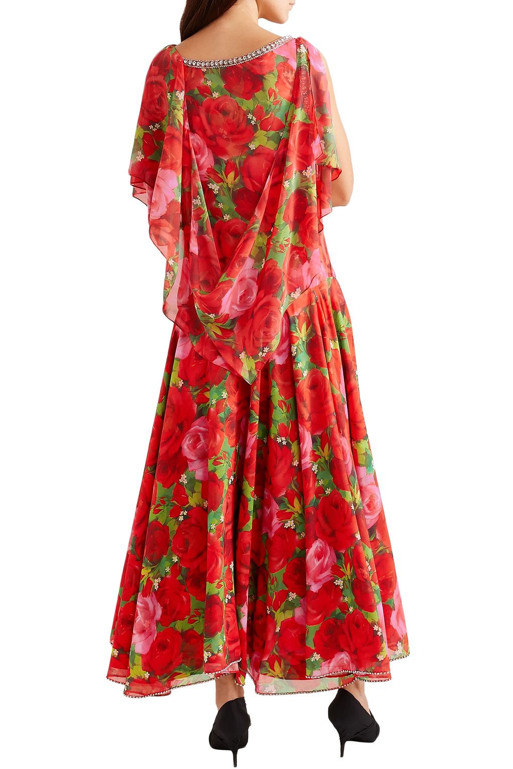 RICHARD QUINN Embellished floral-print georgette maxi dress