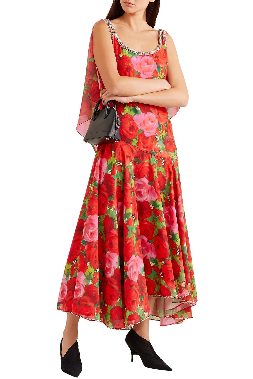 RICHARD QUINN Embellished floral-print georgette maxi dress