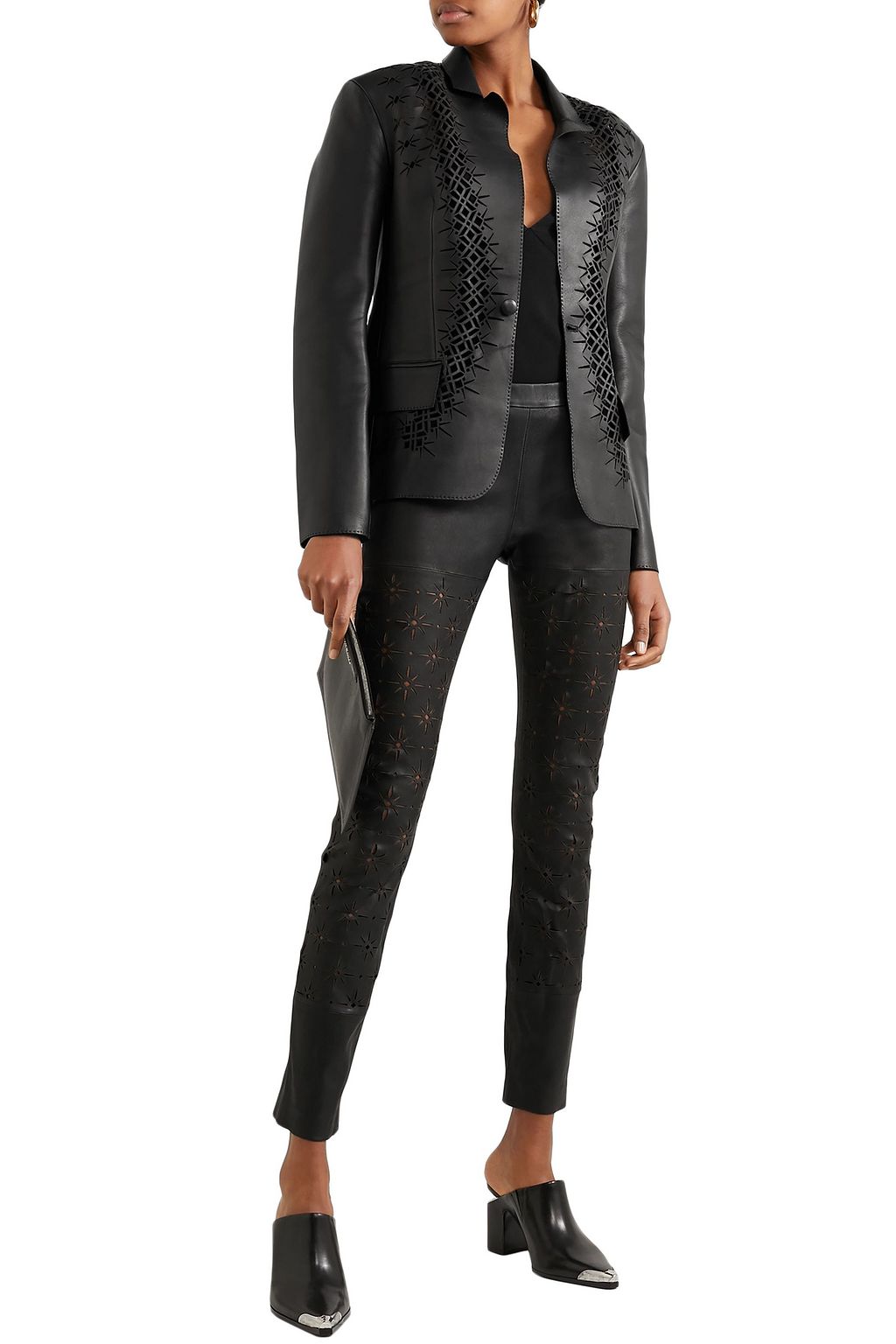 HAIDER ACKERMANN Laser-cut leather slim-leg pants