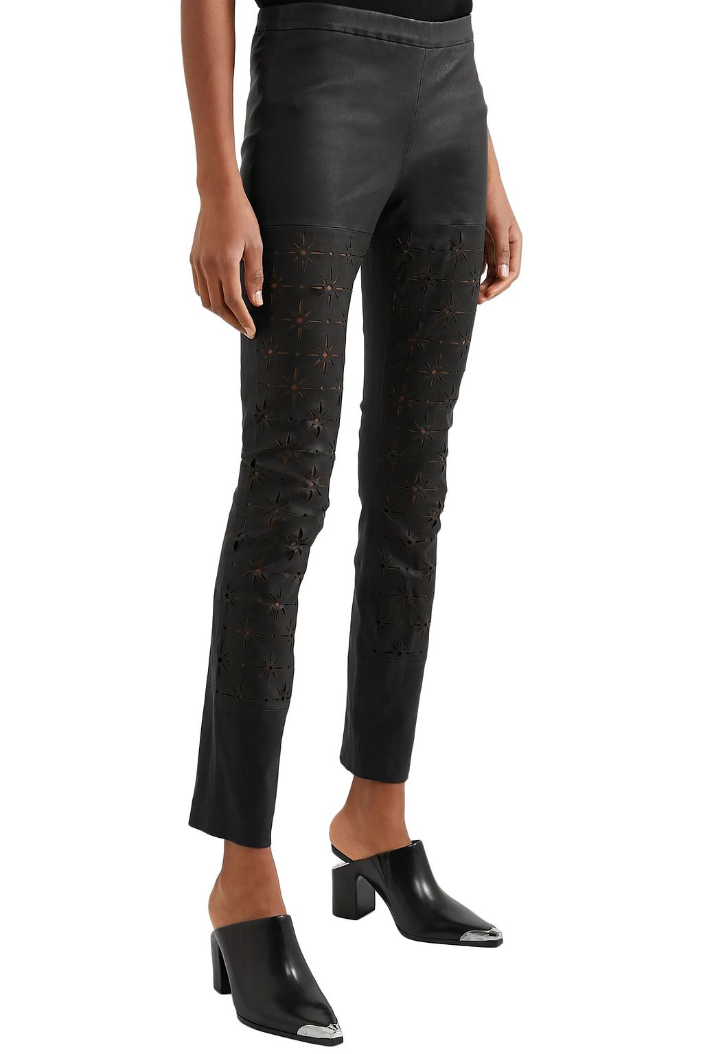 HAIDER ACKERMANN Laser-cut leather slim-leg pants