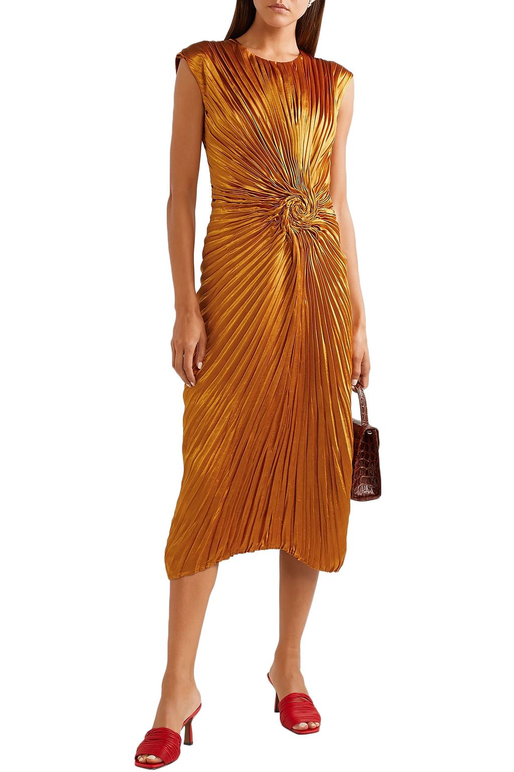 SIES MARJAN Nicole pleated satin midi dress
