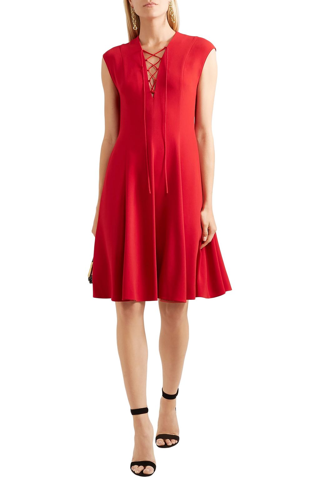 STELLA MCCARTNEY Paula lace-up pleated stretch-crepe dress