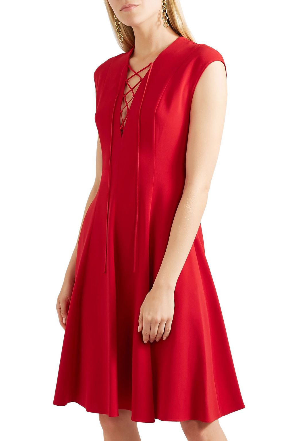 STELLA MCCARTNEY Paula lace-up pleated stretch-crepe dress