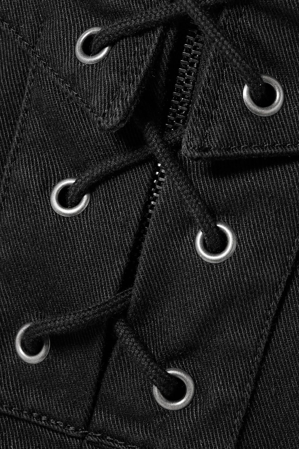 SAINT LAURENT Lace-up cotton and ramie-blend twill shorts