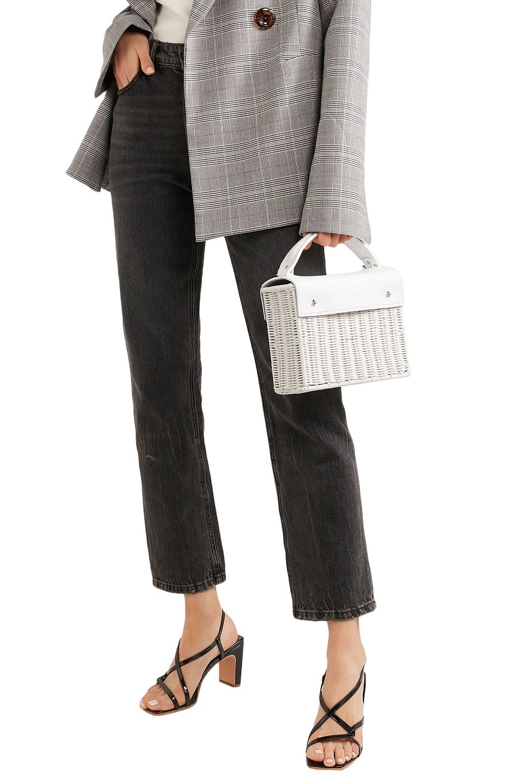 WICKER WINGS Kuai rattan and leather tote