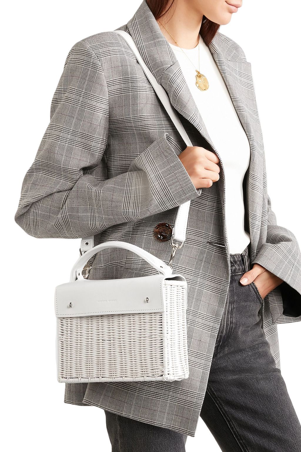 WICKER WINGS Kuai rattan and leather tote