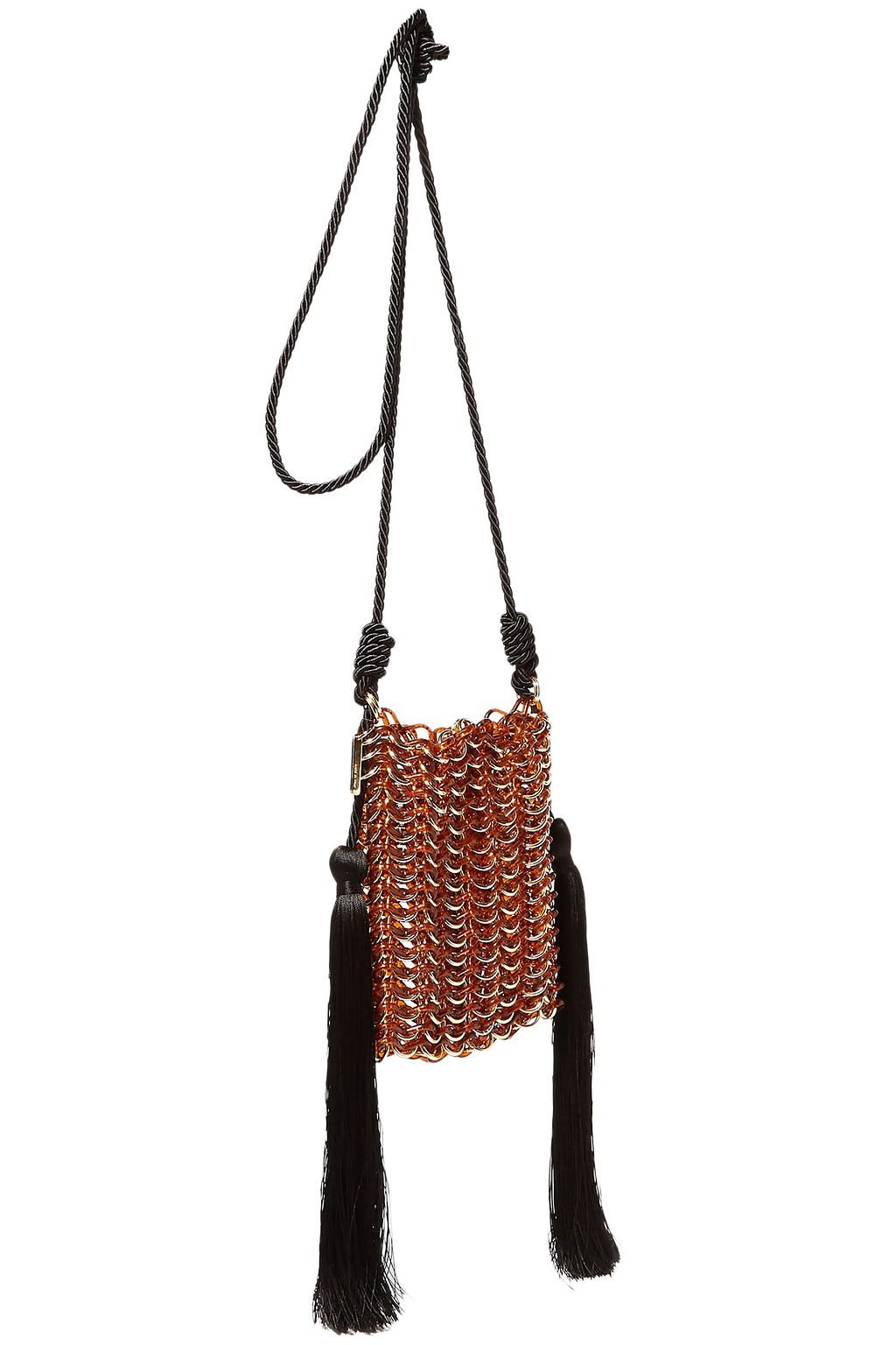 CAROLINA SANTO DOMINGO Luisella tasseled gold-tone, cord and resin shoulder bag