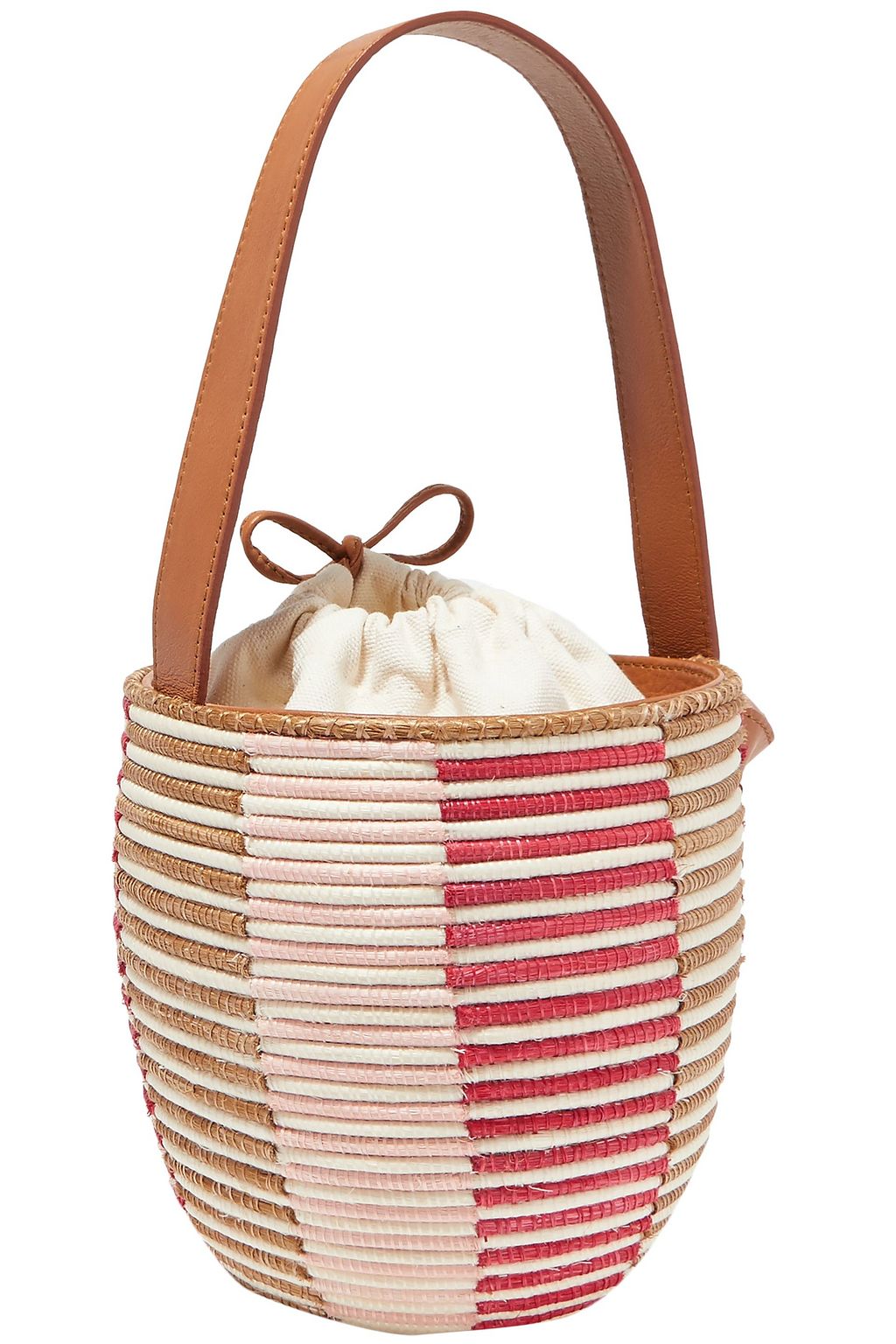 CESTA COLLECTIVE Lunchpail leather-trimmed woven sisal bucket bag