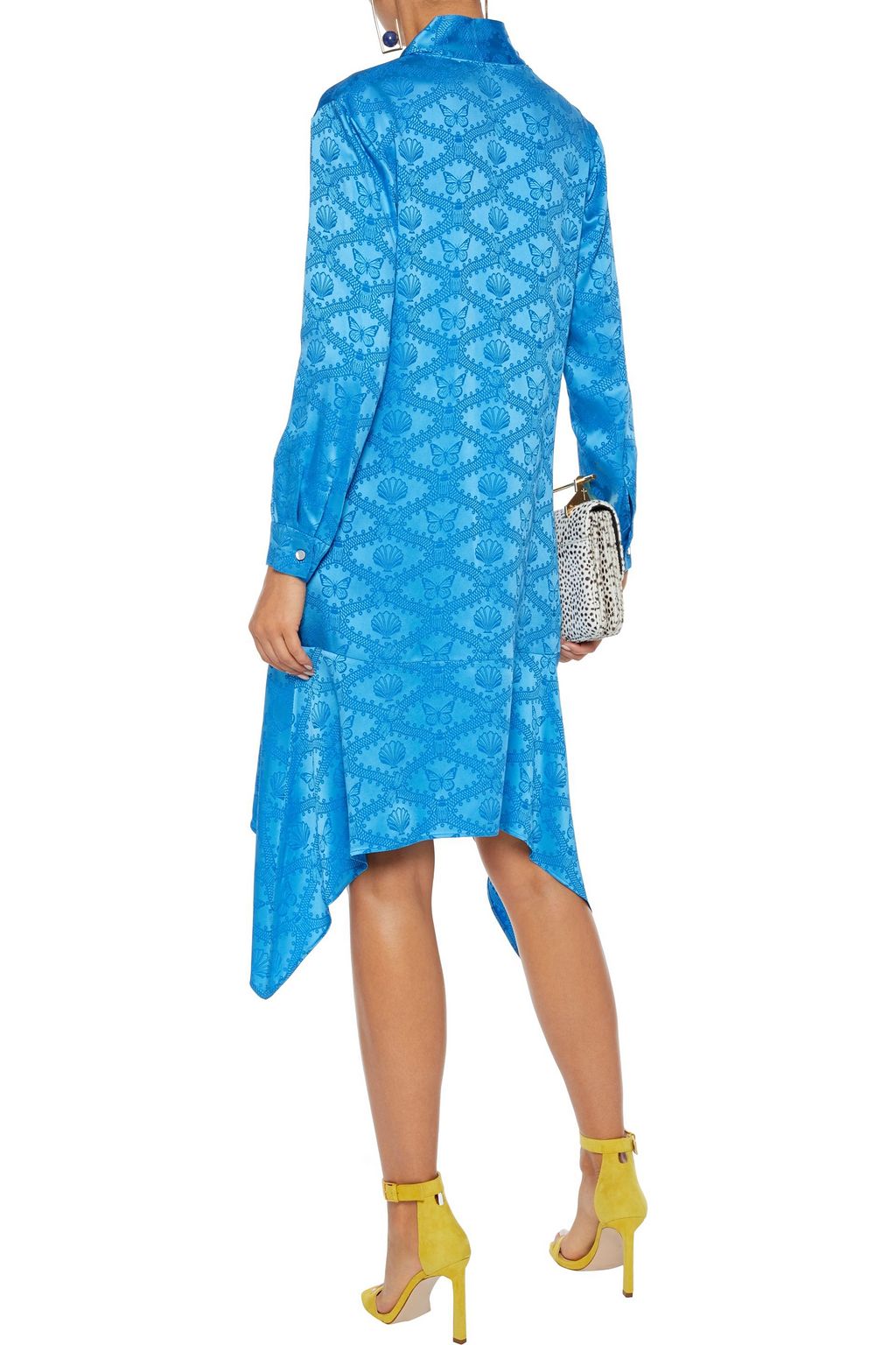 MARY KATRANTZOU Asymmetric tie-neck satin-jacquard dress