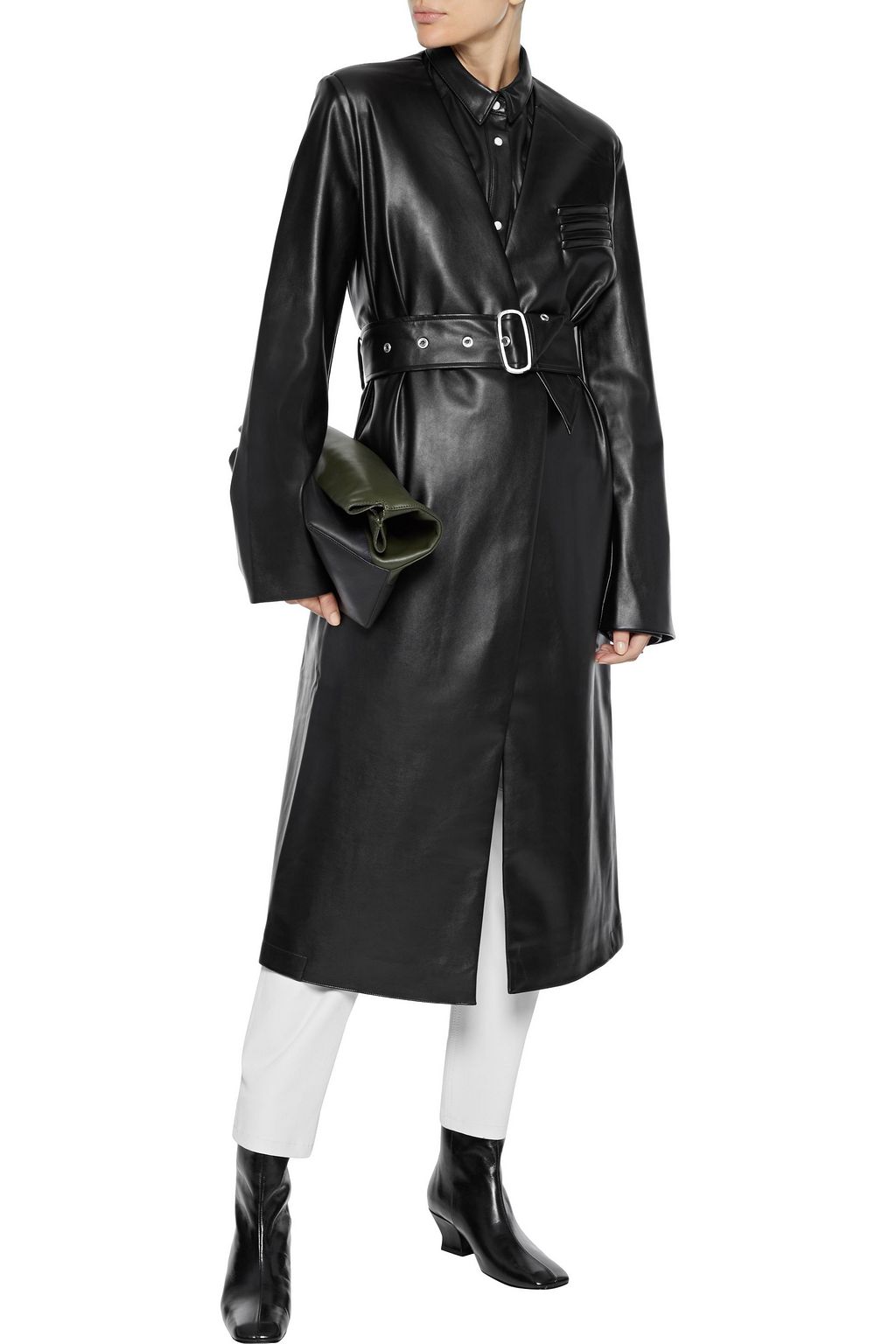 EACH X OTHER Belted faux leather coat