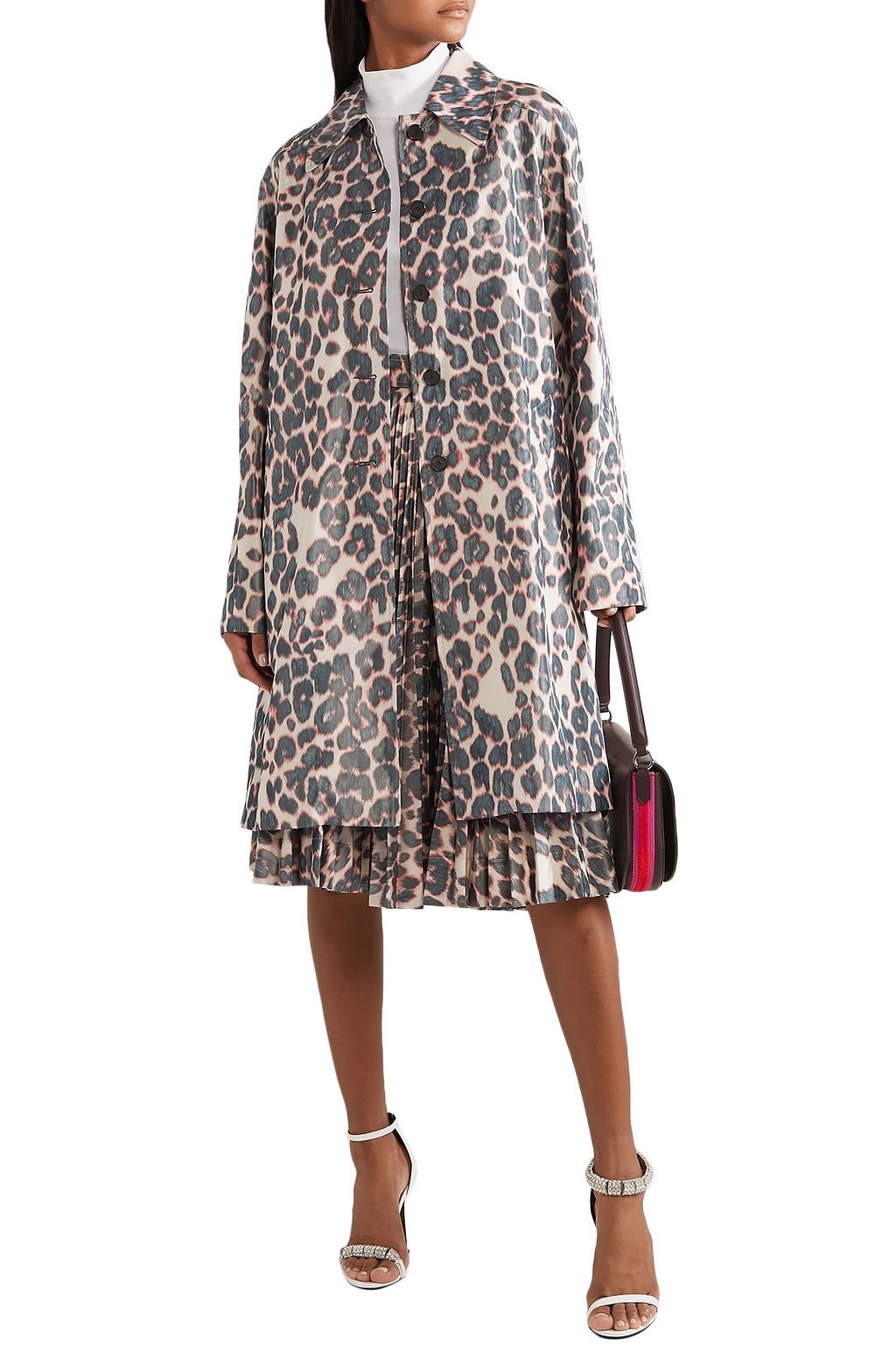 CALVIN KLEIN 205W39NYC Leopard-print taffeta coat