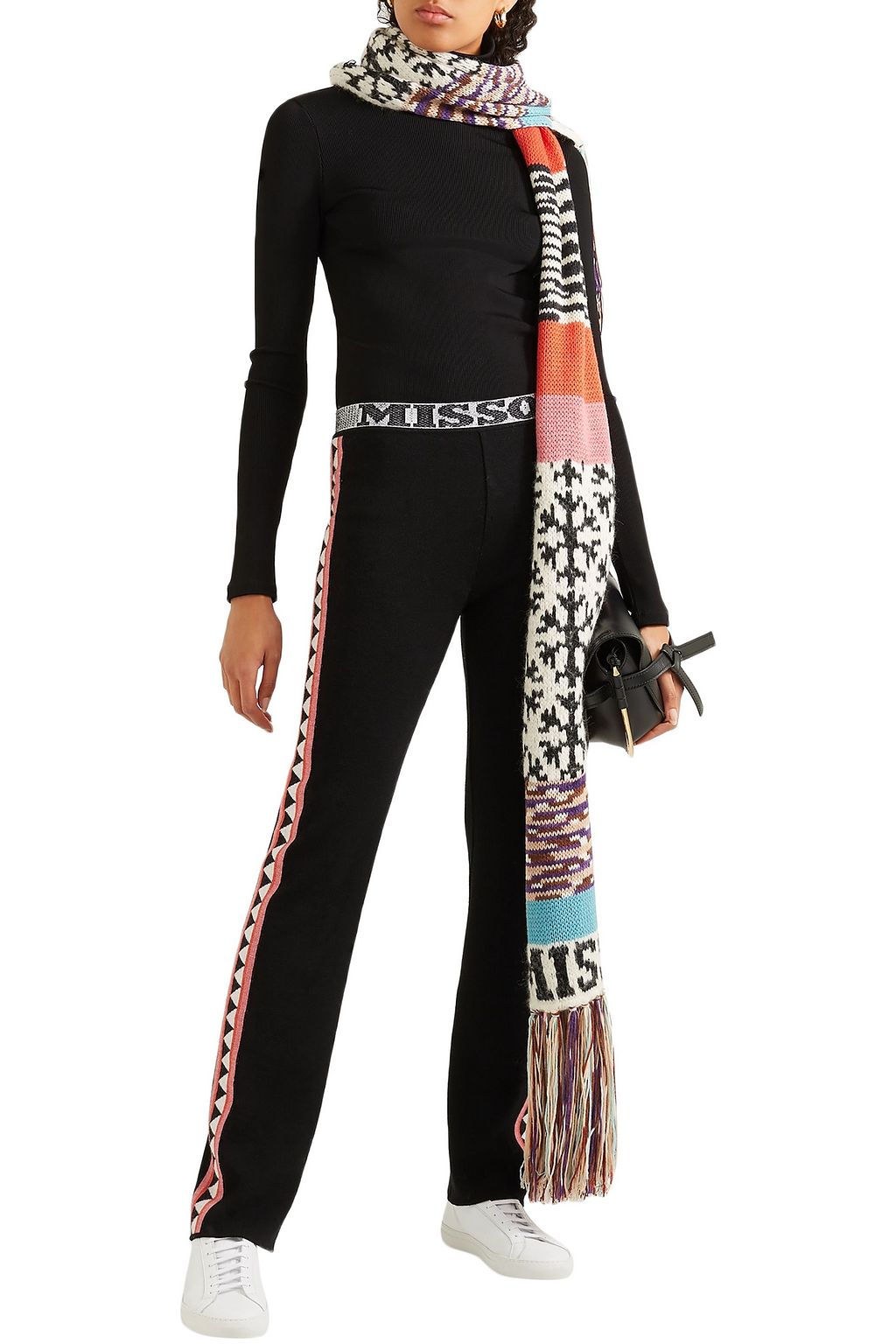 MISSONI Jacquard knit-trimmed wool-blend straight-leg pants