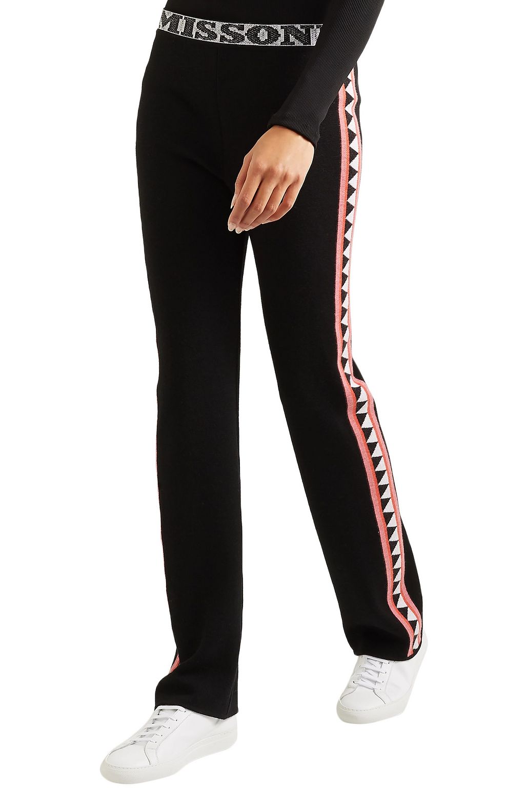 MISSONI Jacquard knit-trimmed wool-blend straight-leg pants