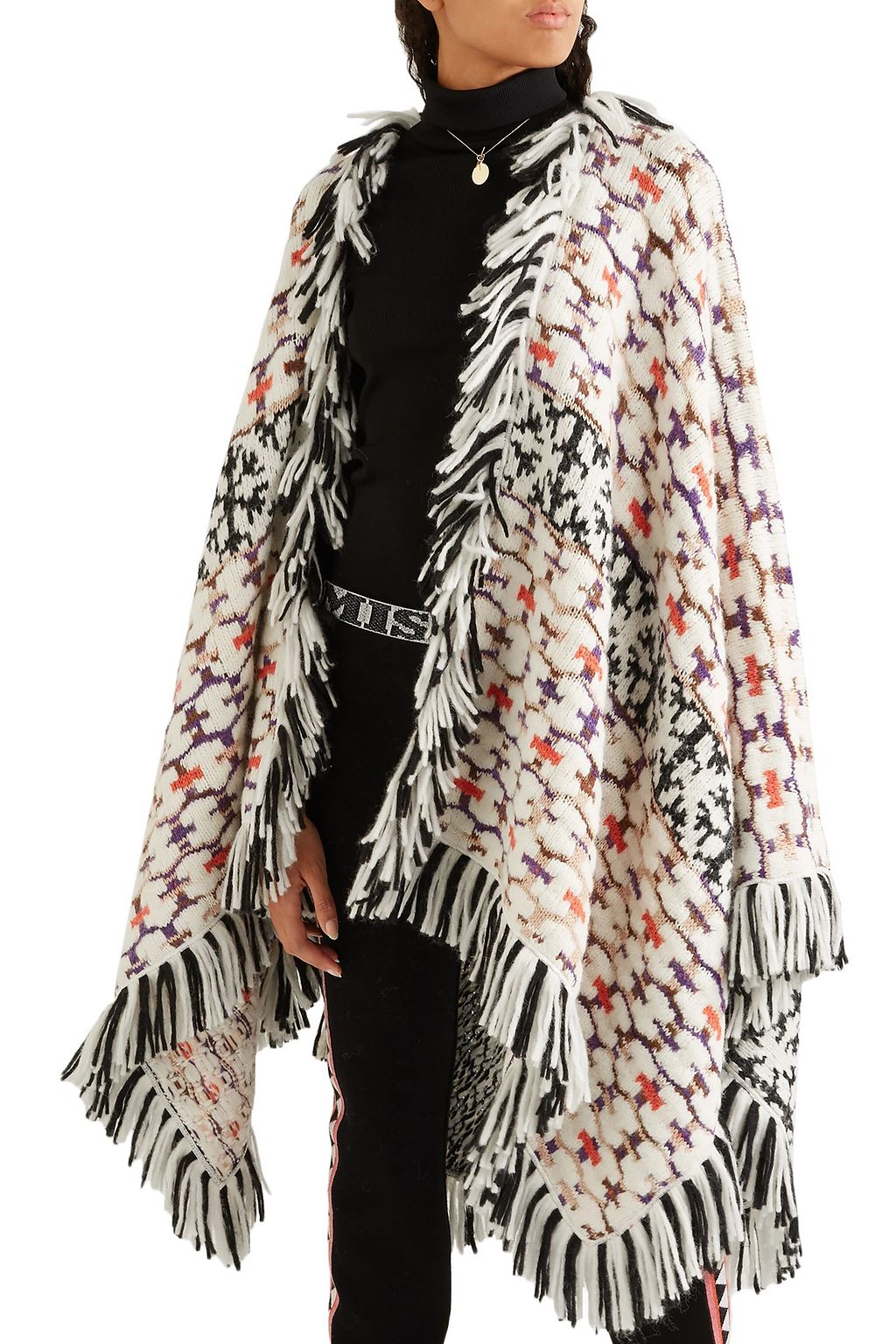 MISSONI Fringed jacquard-knit wrap
