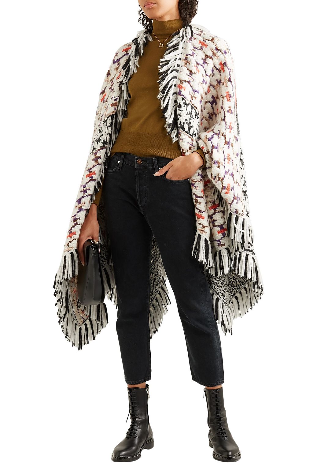MISSONI Fringed jacquard-knit wrap
