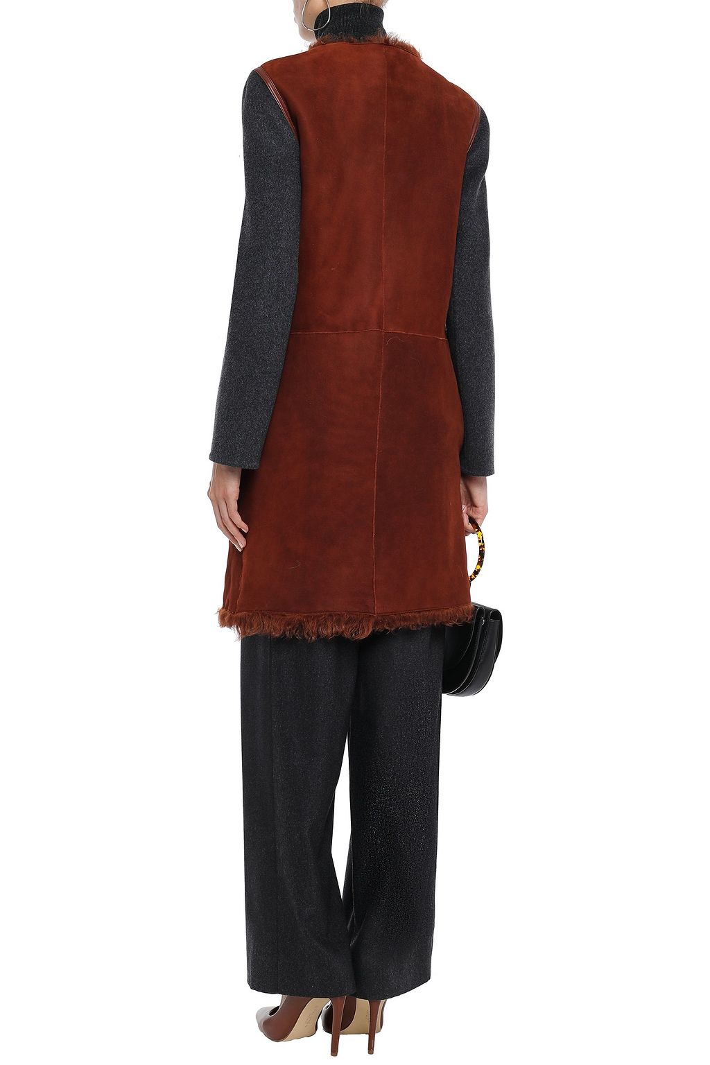 METEO BY YVES SALOMON Wool and cashmere-blend paneled shearling coat