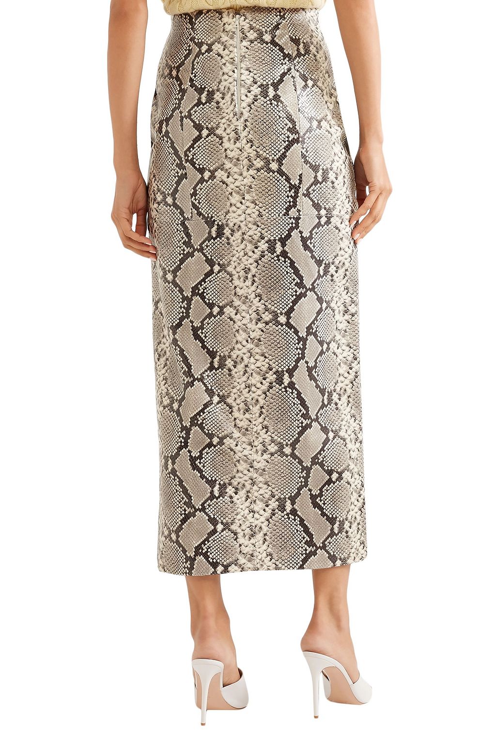 THE ATTICO Snake-effect leather midi skirt