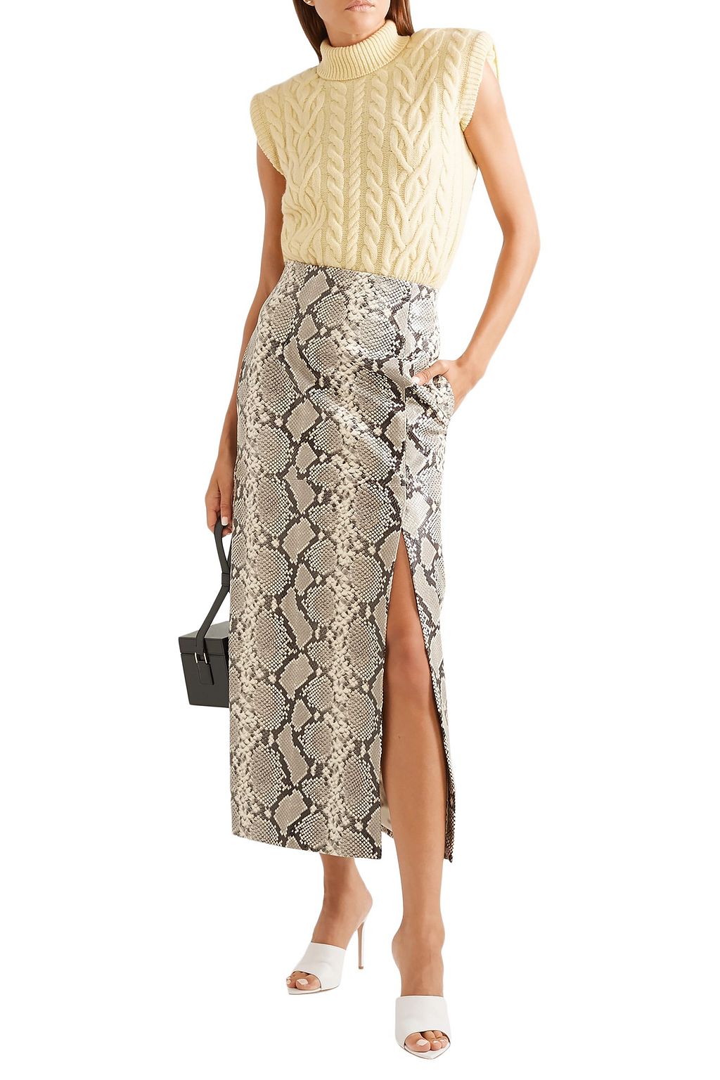 THE ATTICO Snake-effect leather midi skirt