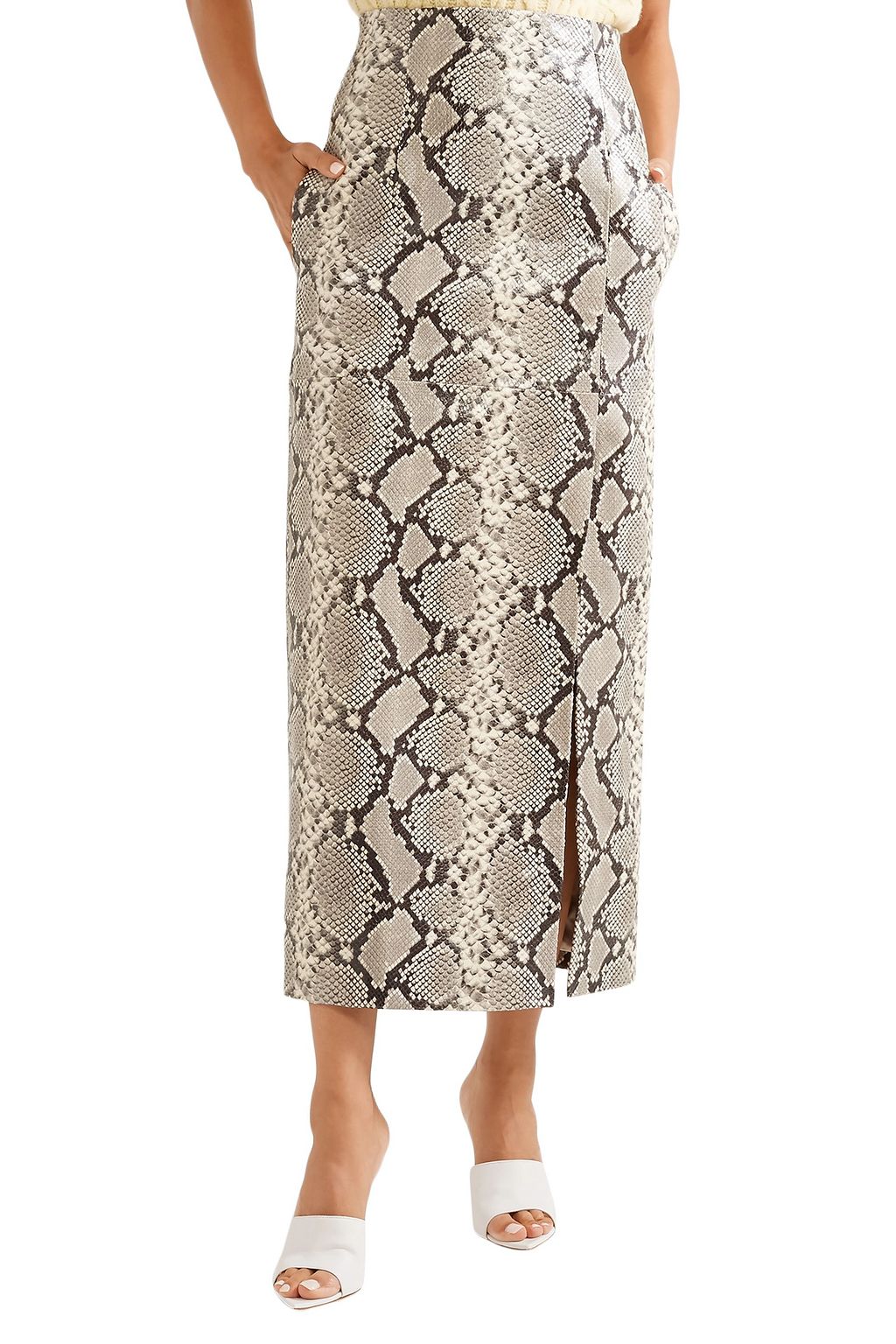 THE ATTICO Snake-effect leather midi skirt