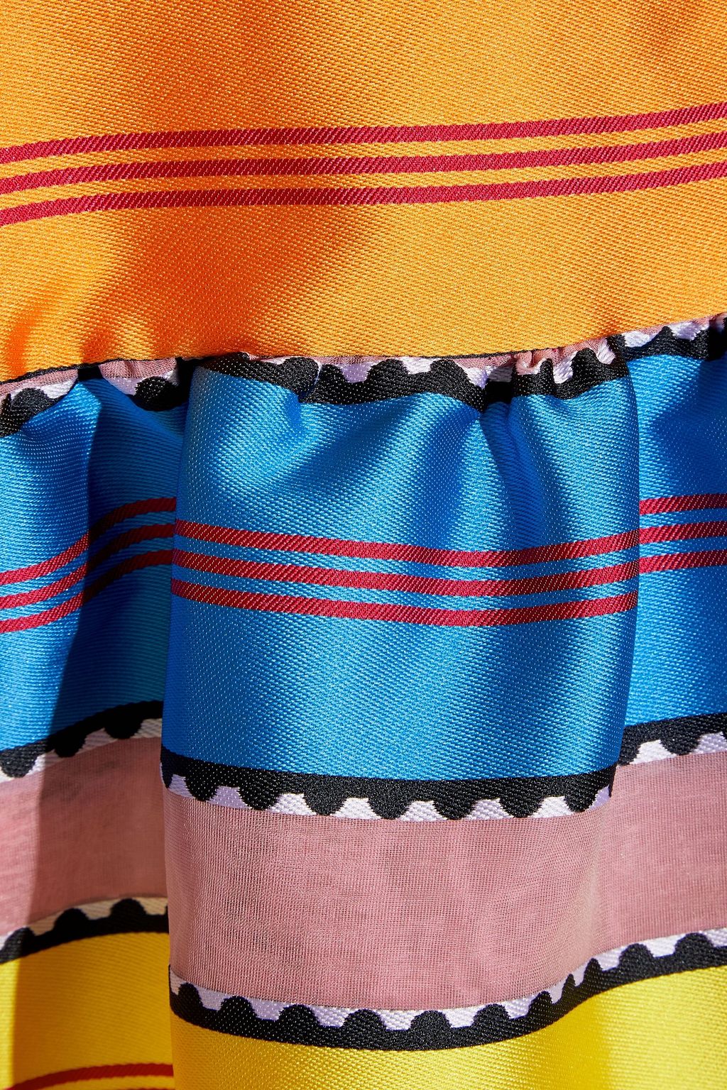 MARY KATRANTZOU Shala striped satin-jacquard and organza peplum top