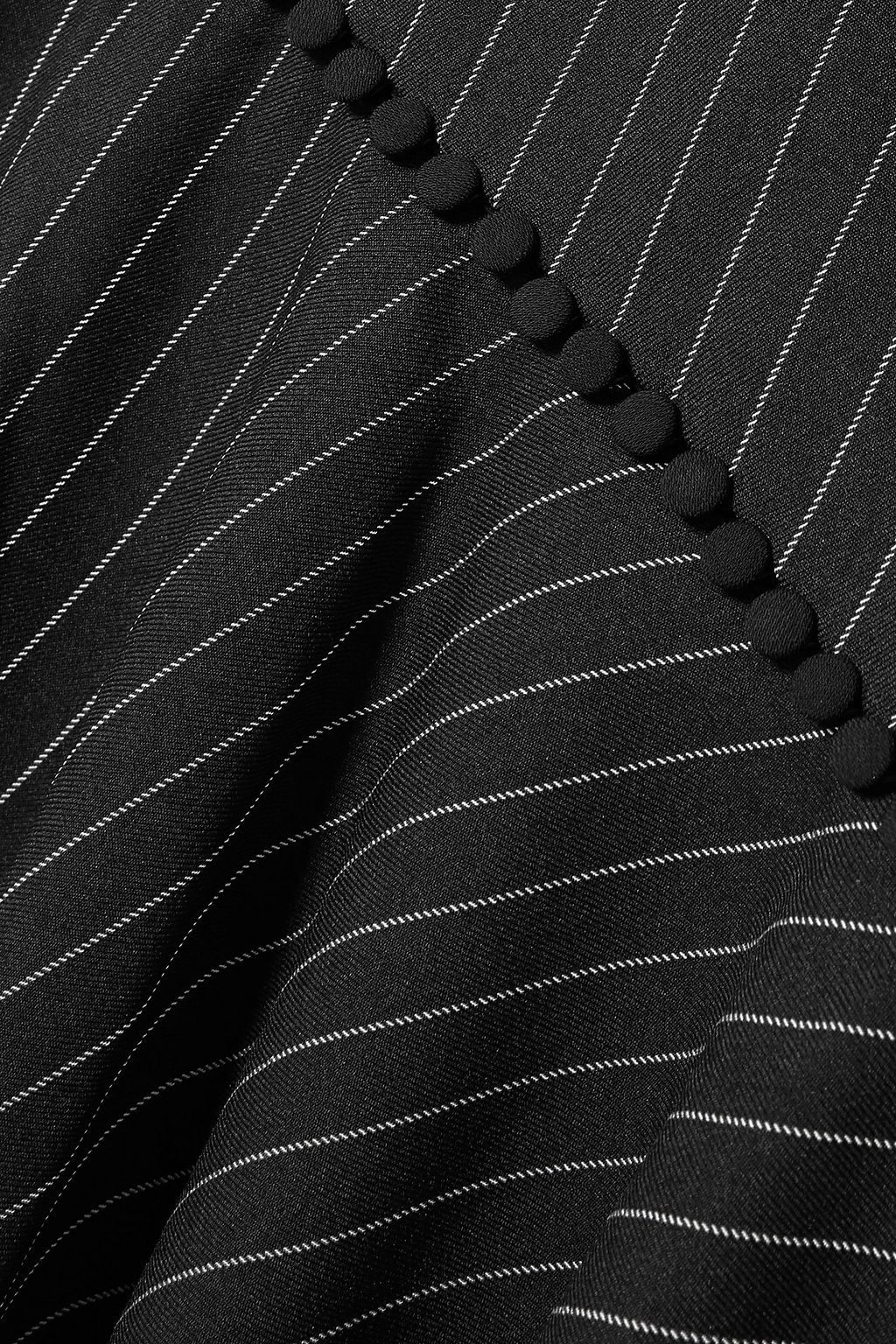 16ARLINGTON Asymmetric draped pinstriped twill dress