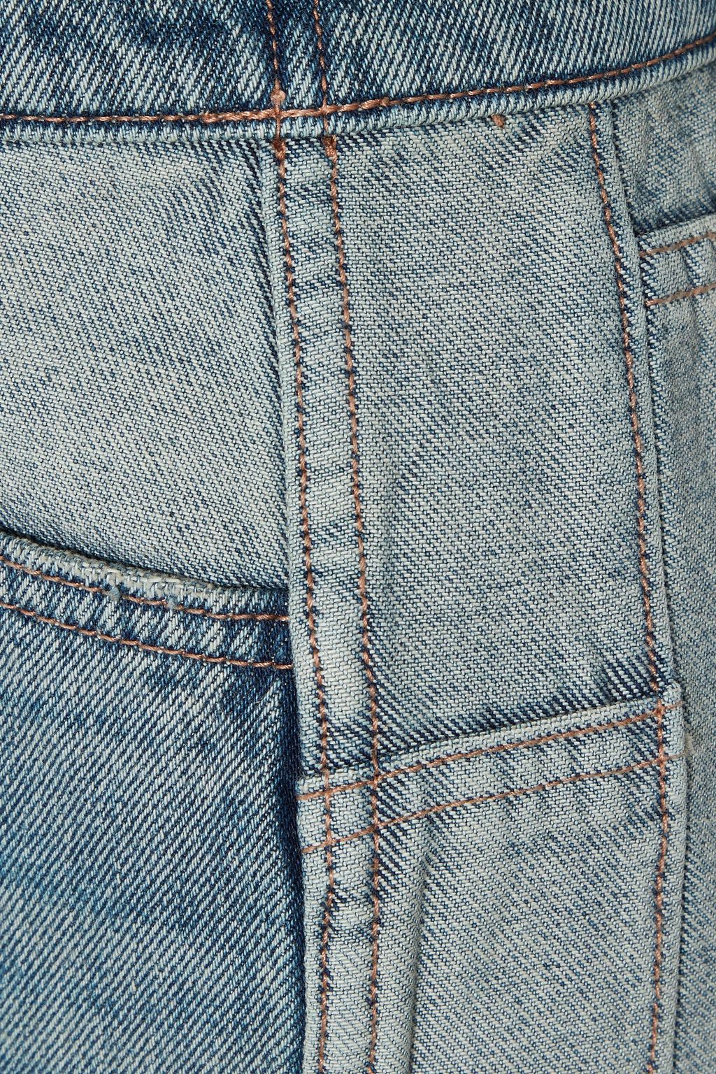 CURRENT/ELLIOTT The Reversed distressed two-tone denim mini skirt