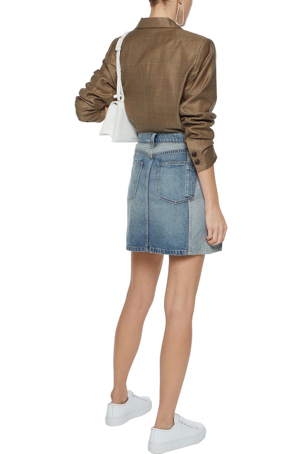 CURRENT/ELLIOTT The Reversed distressed two-tone denim mini skirt