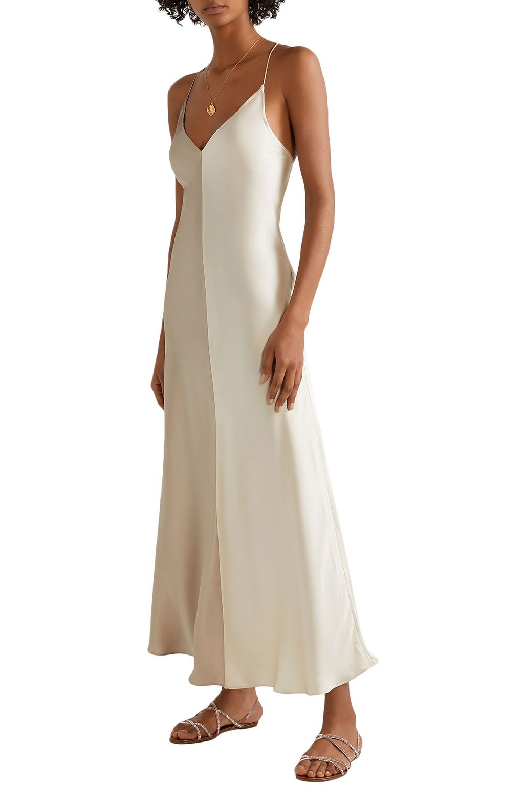 LEE MATHEWS Sierra two-tone silk-satin maxi slip dress