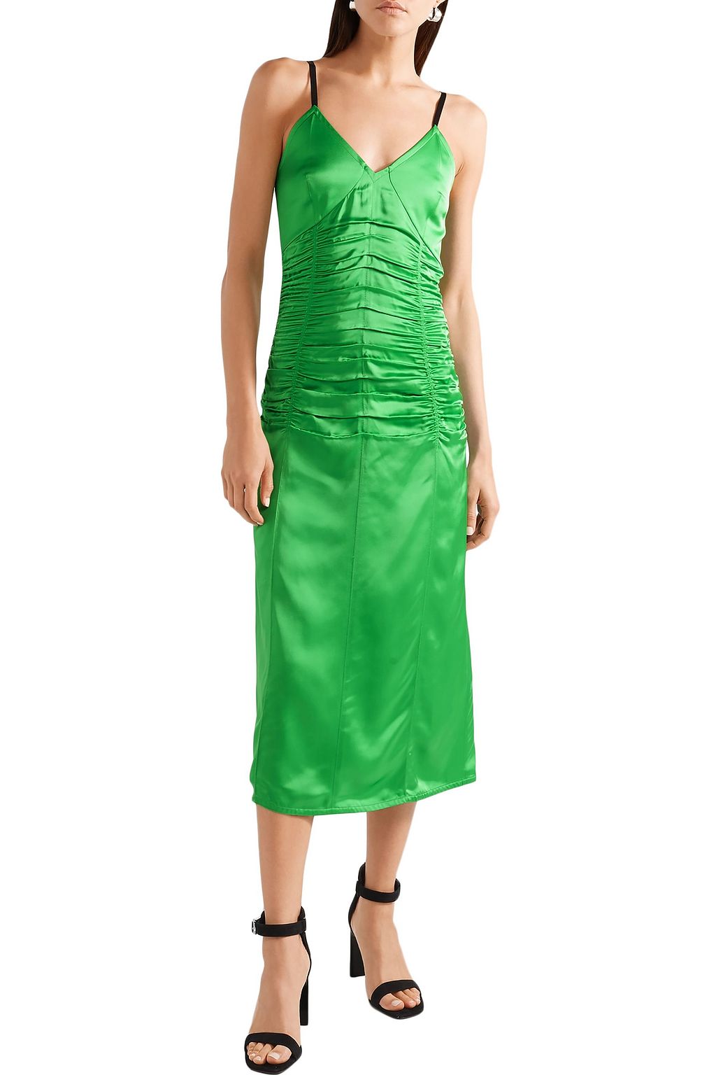 helmut lang ruched satin dress