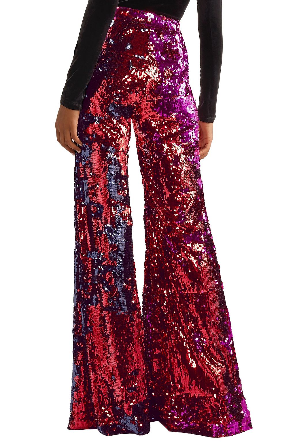 HALPERN Sequined tulle flared pants