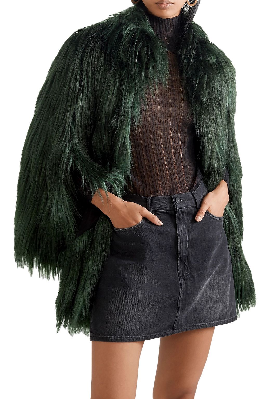 HOUSE OF FLUFF Convertible faux fur coat