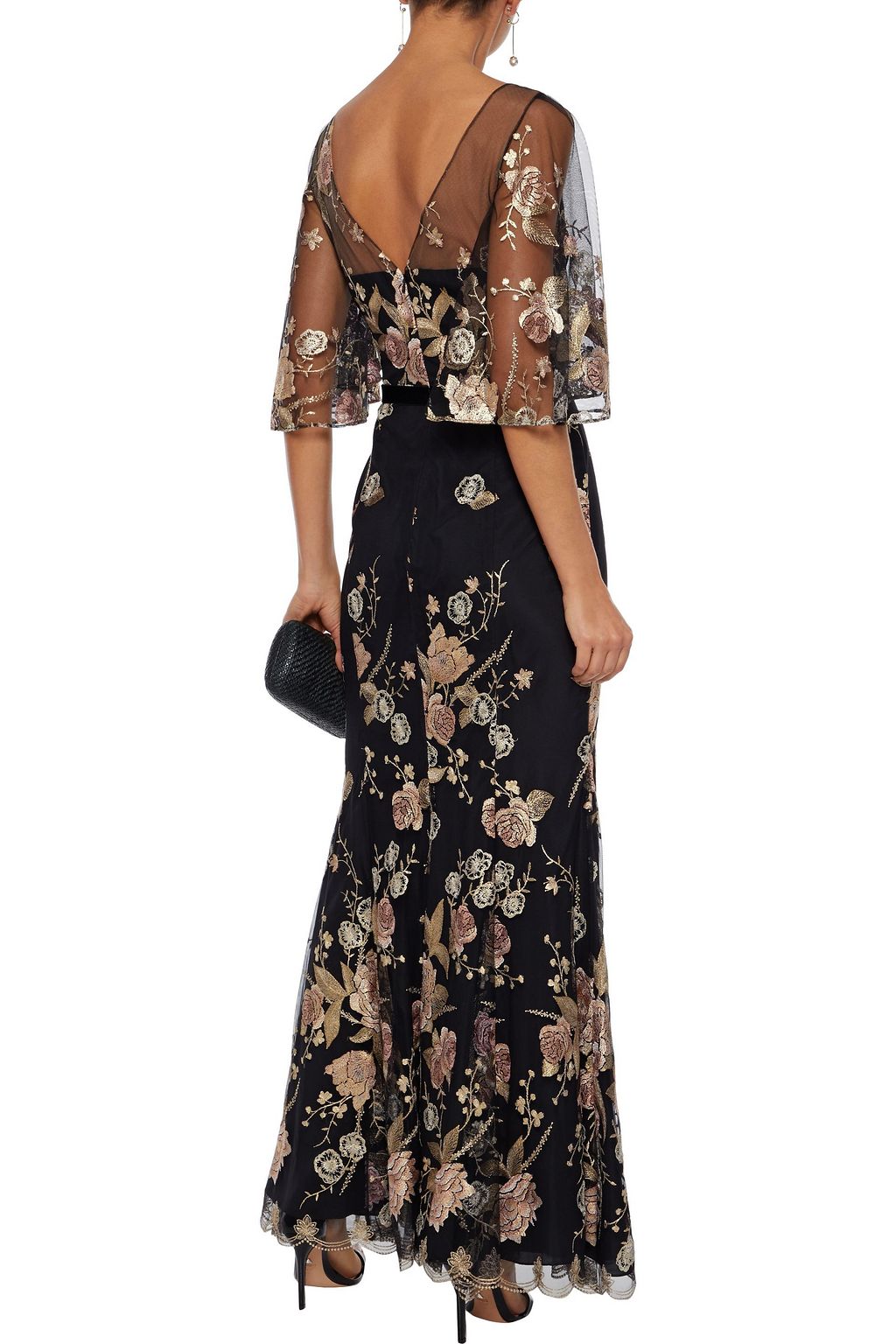 marchesa notte embroidered tulle gown