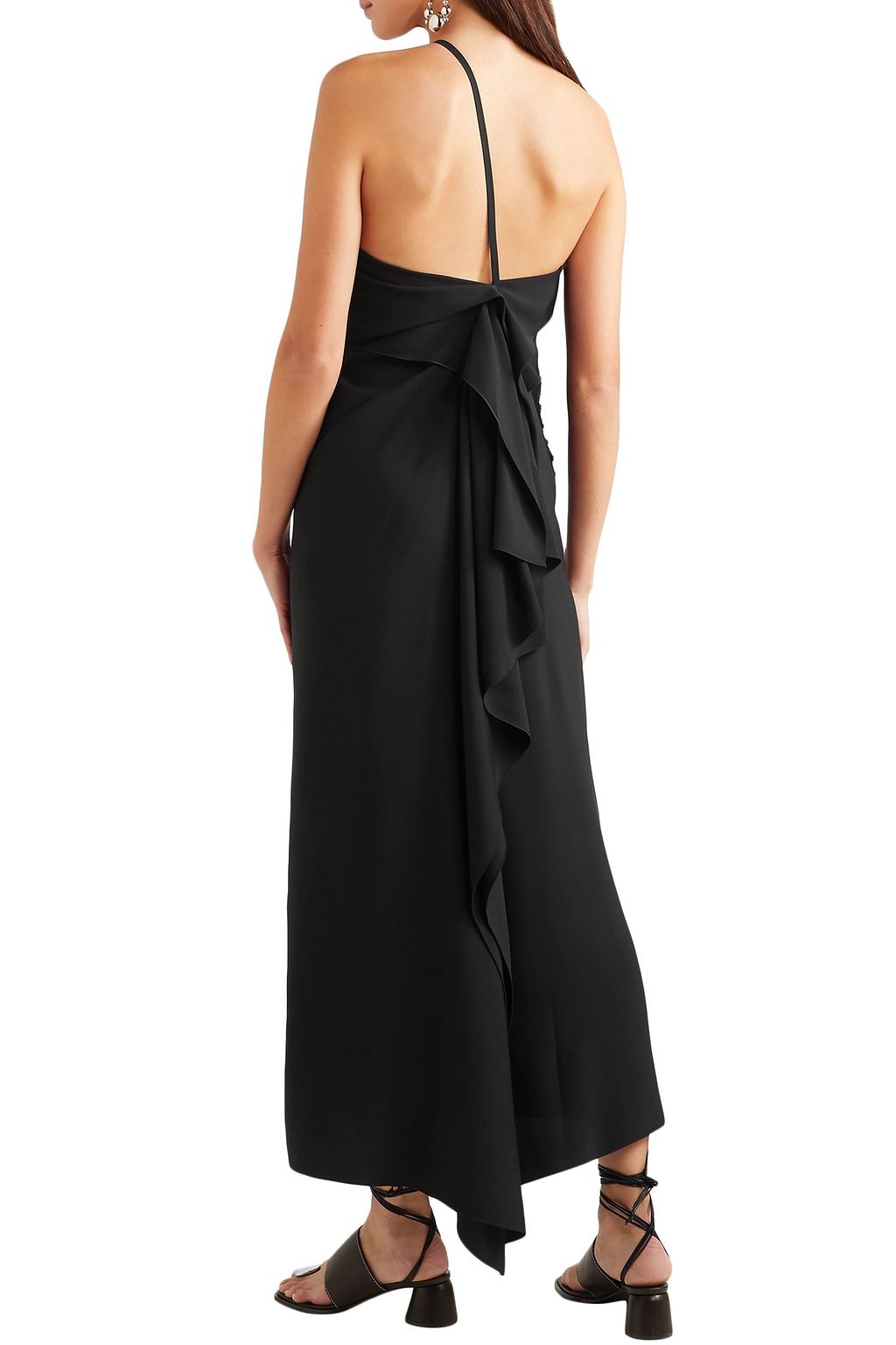 DRIES VAN NOTEN One-shoulder draped beaded crepe dress