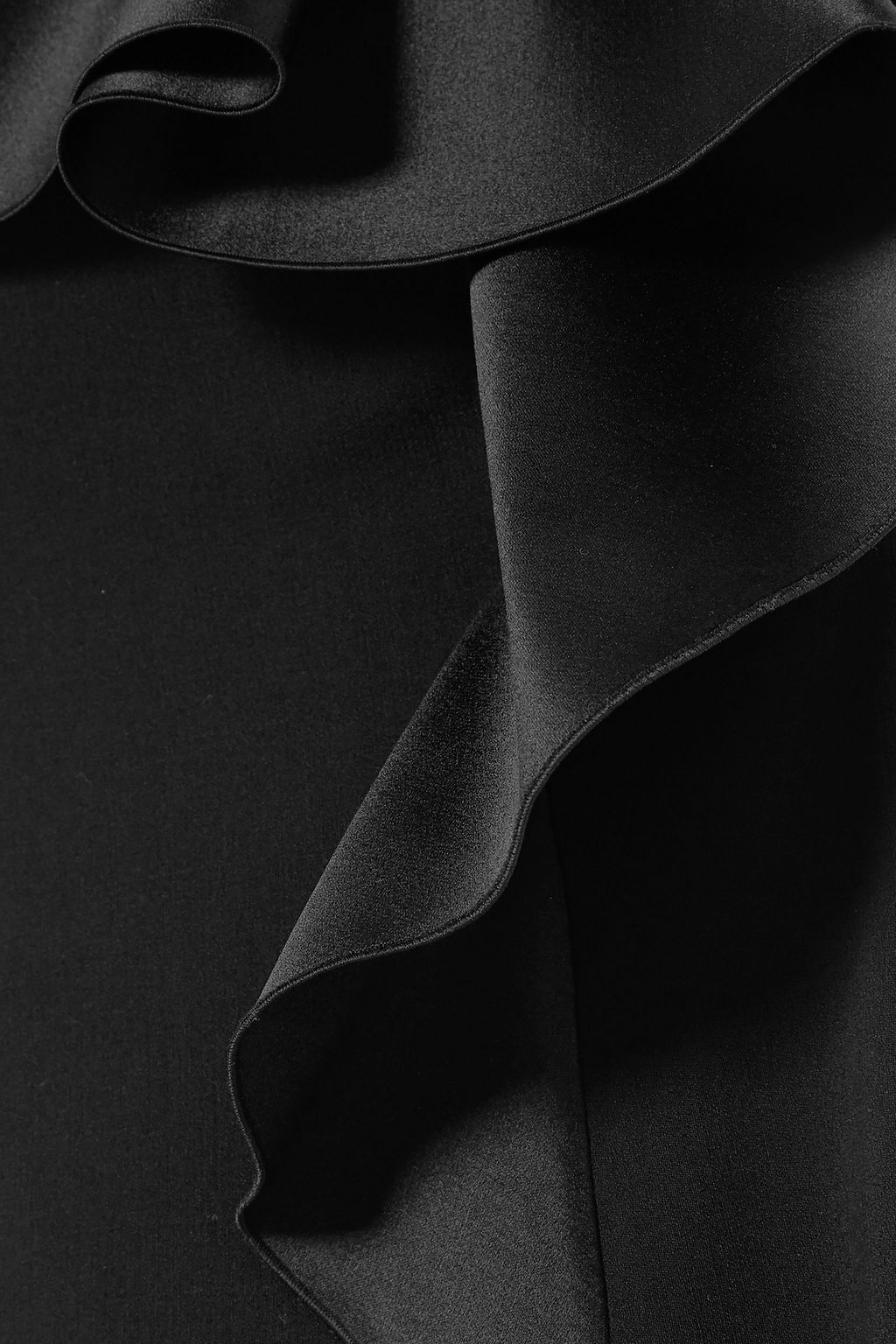 MICHAEL KORS COLLECTION One-shoulder ruffled wool-blend crepe dress
