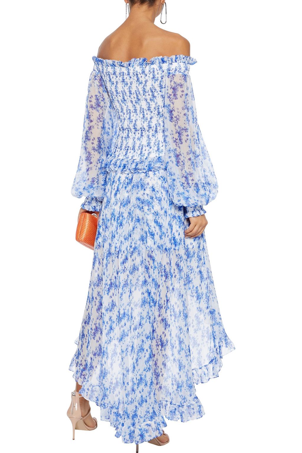 CAROLINE CONSTAS Adelle ruffled floral-print silk-chiffon maxi skirt