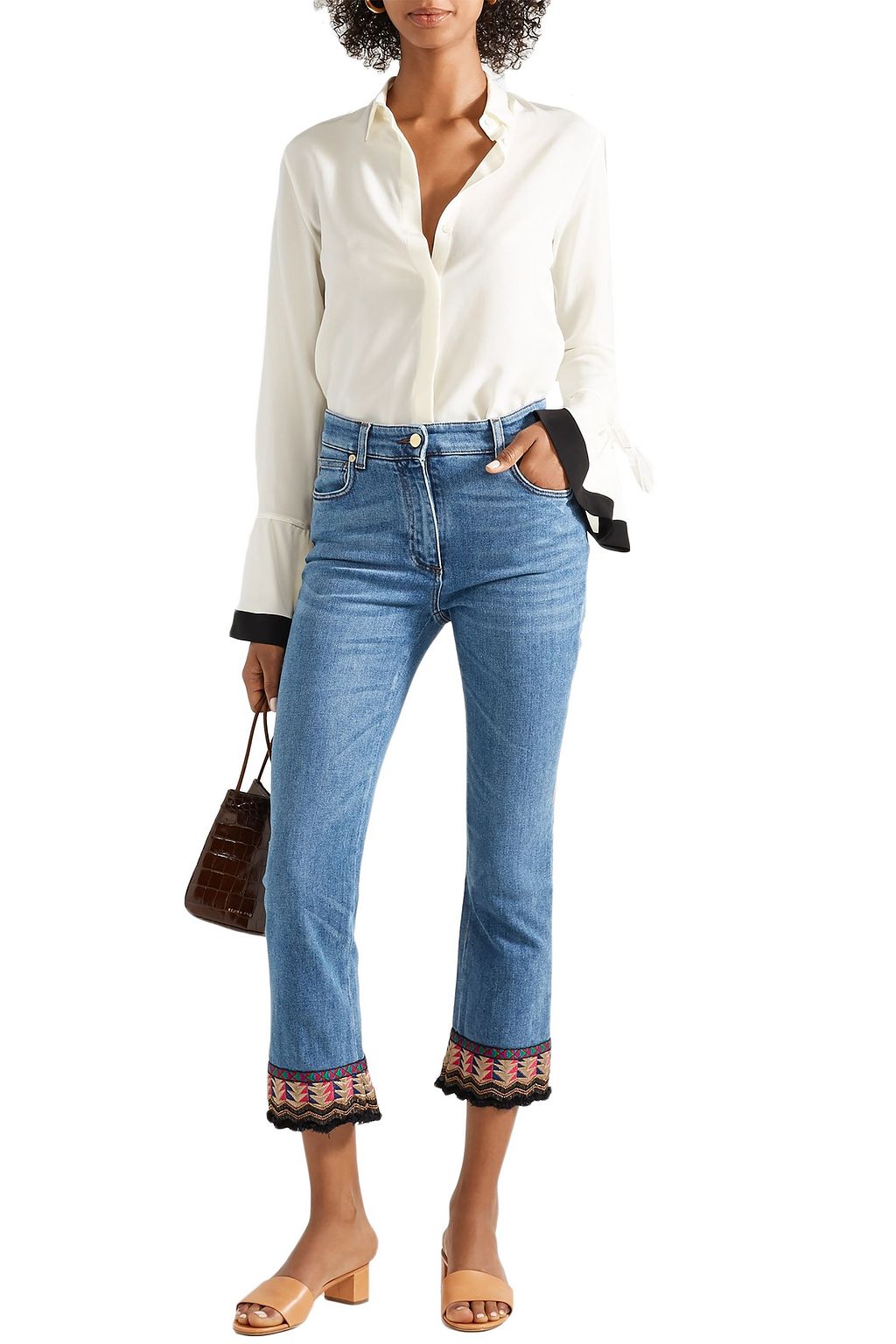 ETRO Embellished high-rise kick-flare jeans