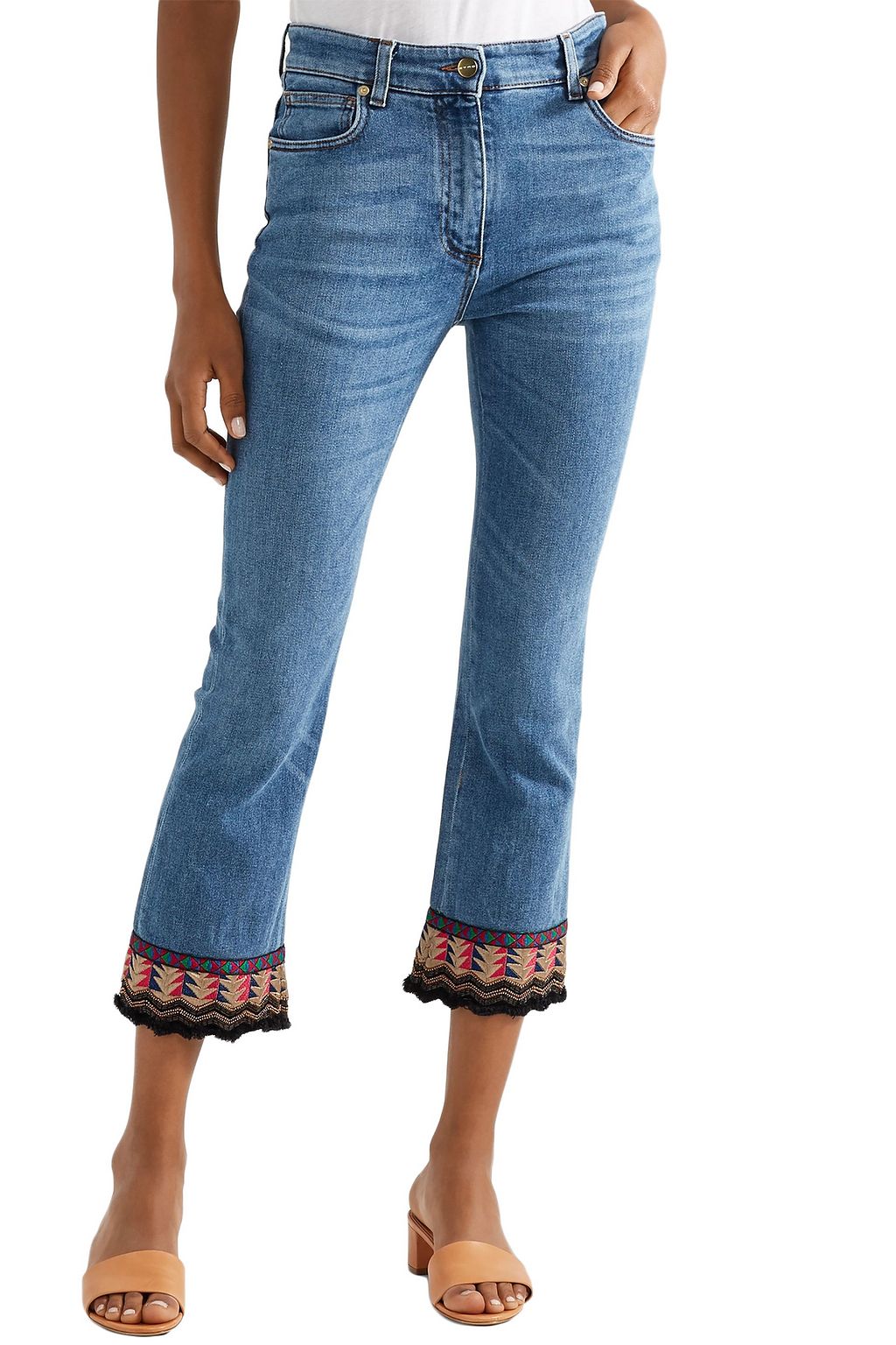 ETRO Embellished high-rise kick-flare jeans