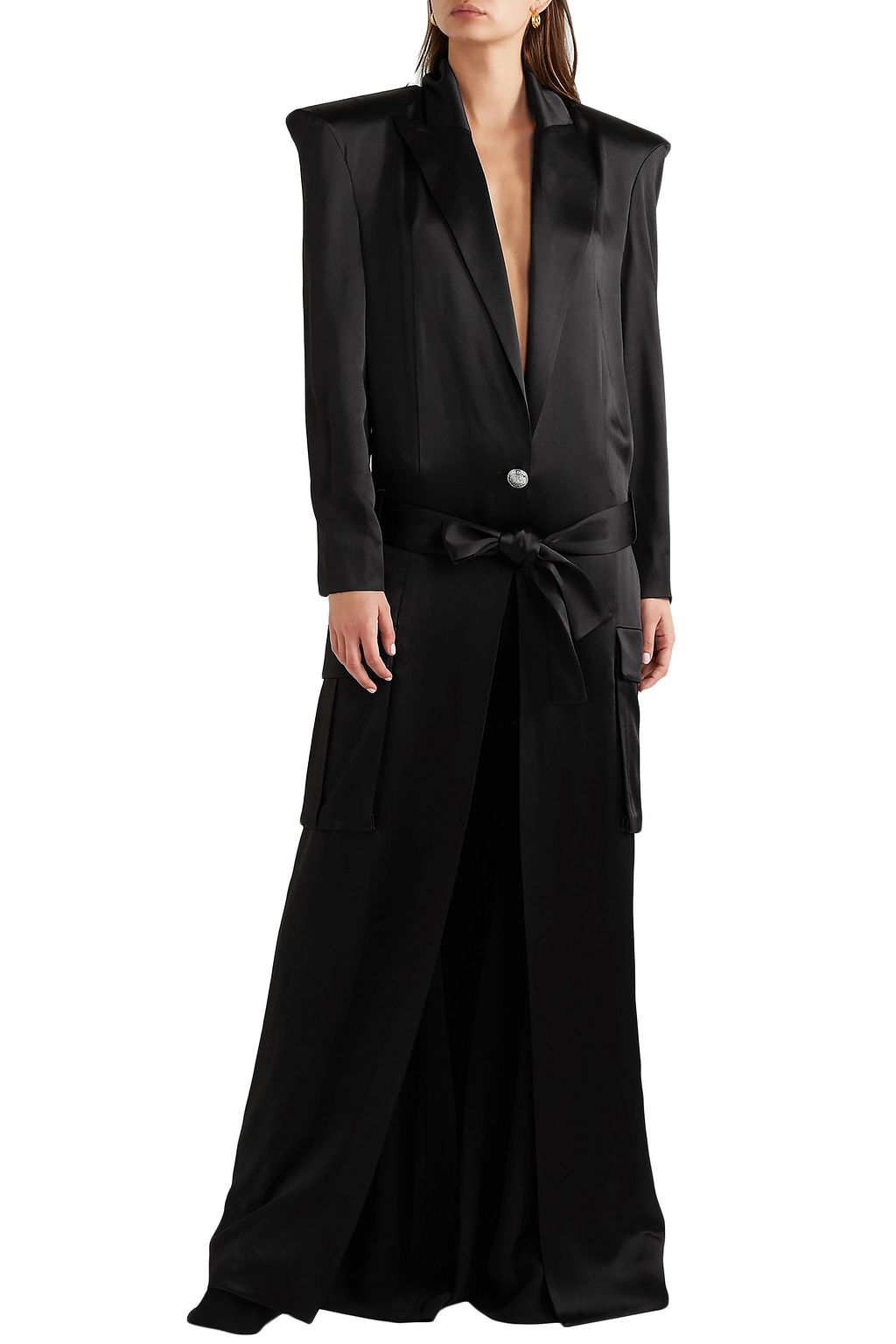BALMAIN Belted satin coat