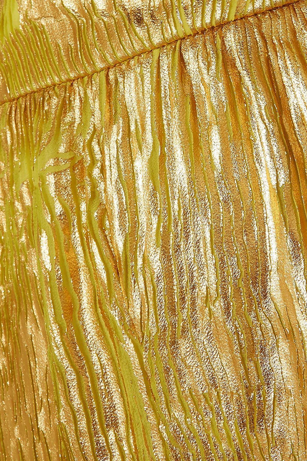 HALPERN Metallic plissé-georgette flared pants
