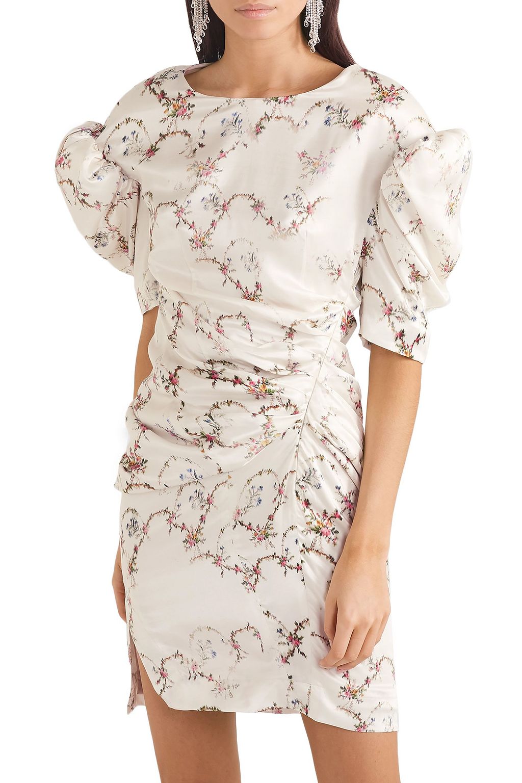 PREEN BY THORNTON BREGAZZI Greta ruched floral-print satin-twill mini dress