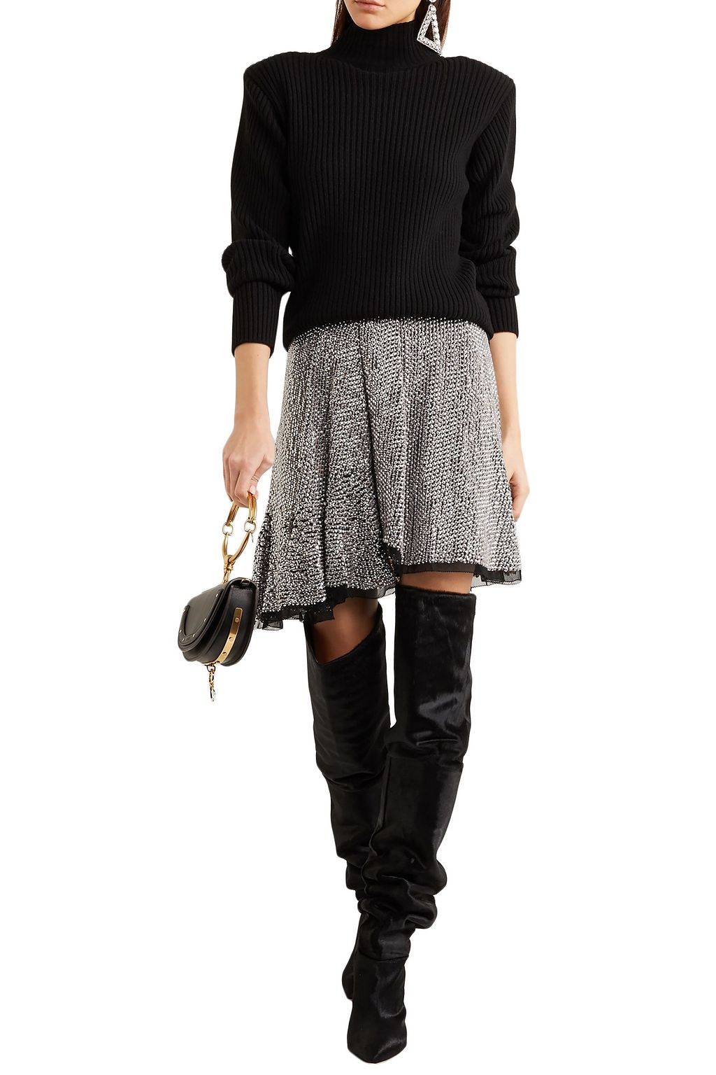 ISABEL MARANT Babylon asymmetric sequined chiffon mini skirt