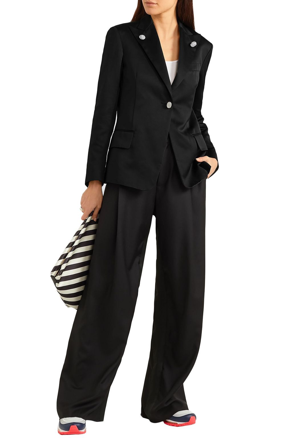 WALES BONNER Holkar embellished cotton-blend crepe de chine blazer