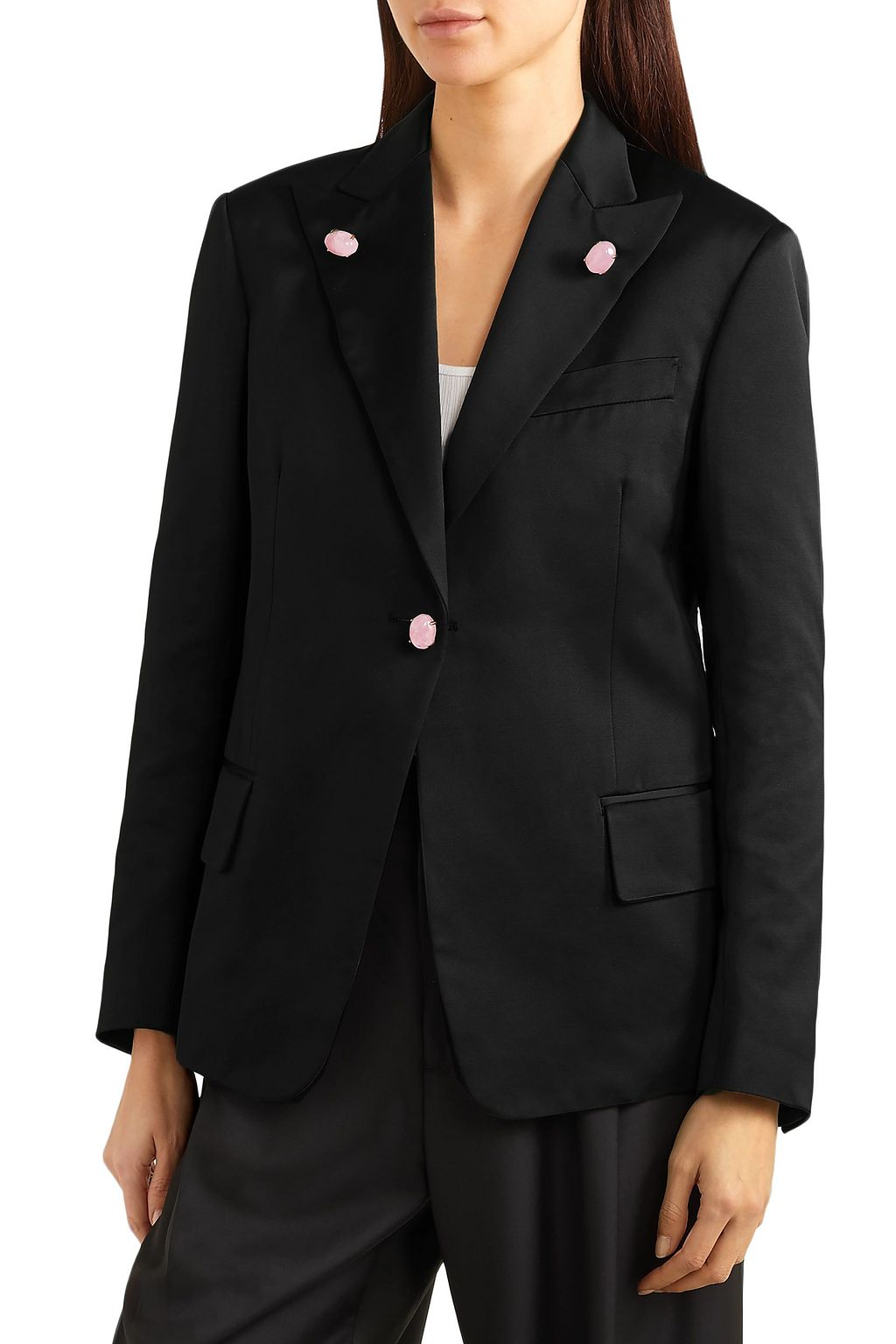 WALES BONNER Holkar embellished cotton-blend crepe de chine blazer