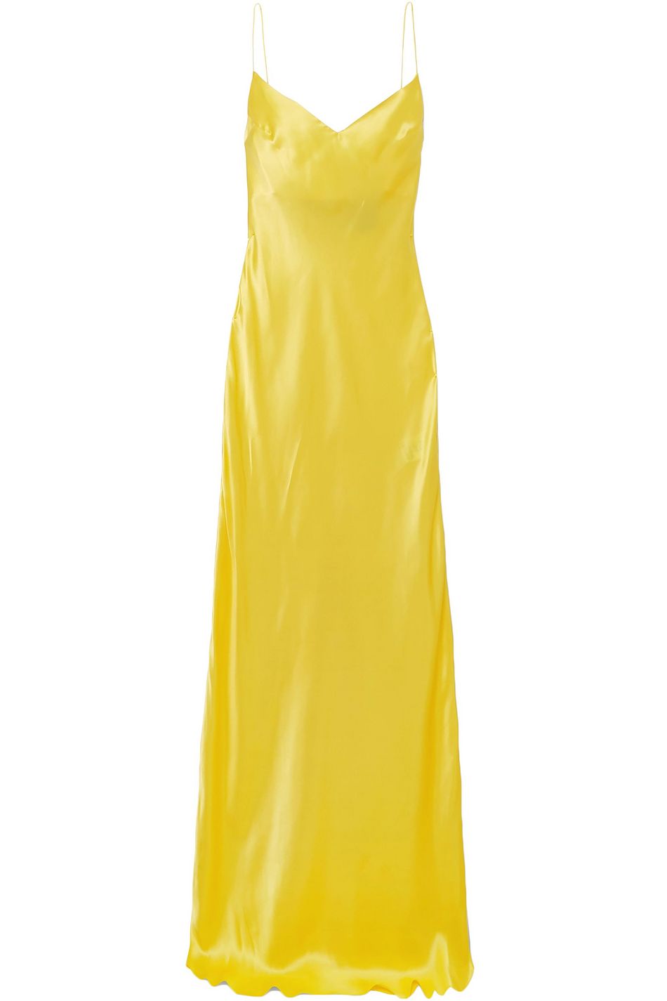 yellow satin maxi dress