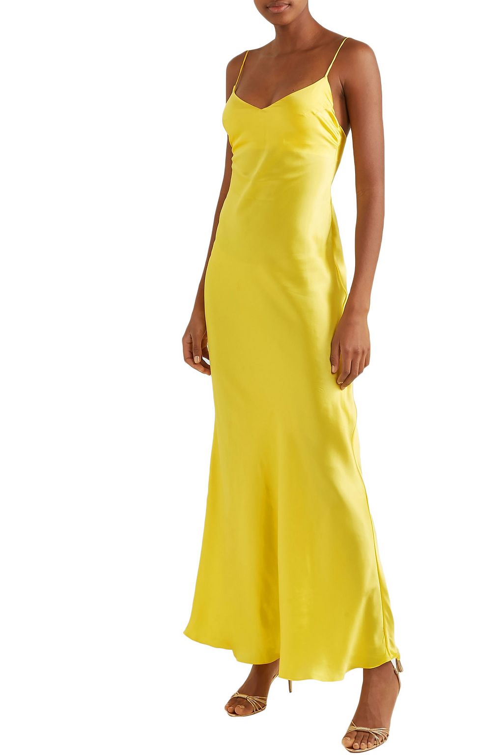 yellow slip dress satin