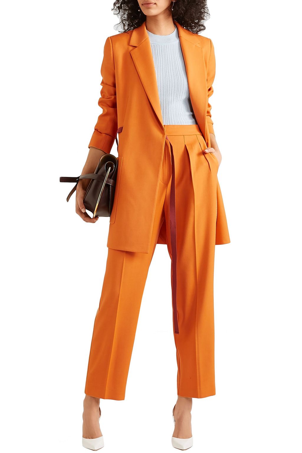 ROKSANDA Satin-trimmed twill tapered pants