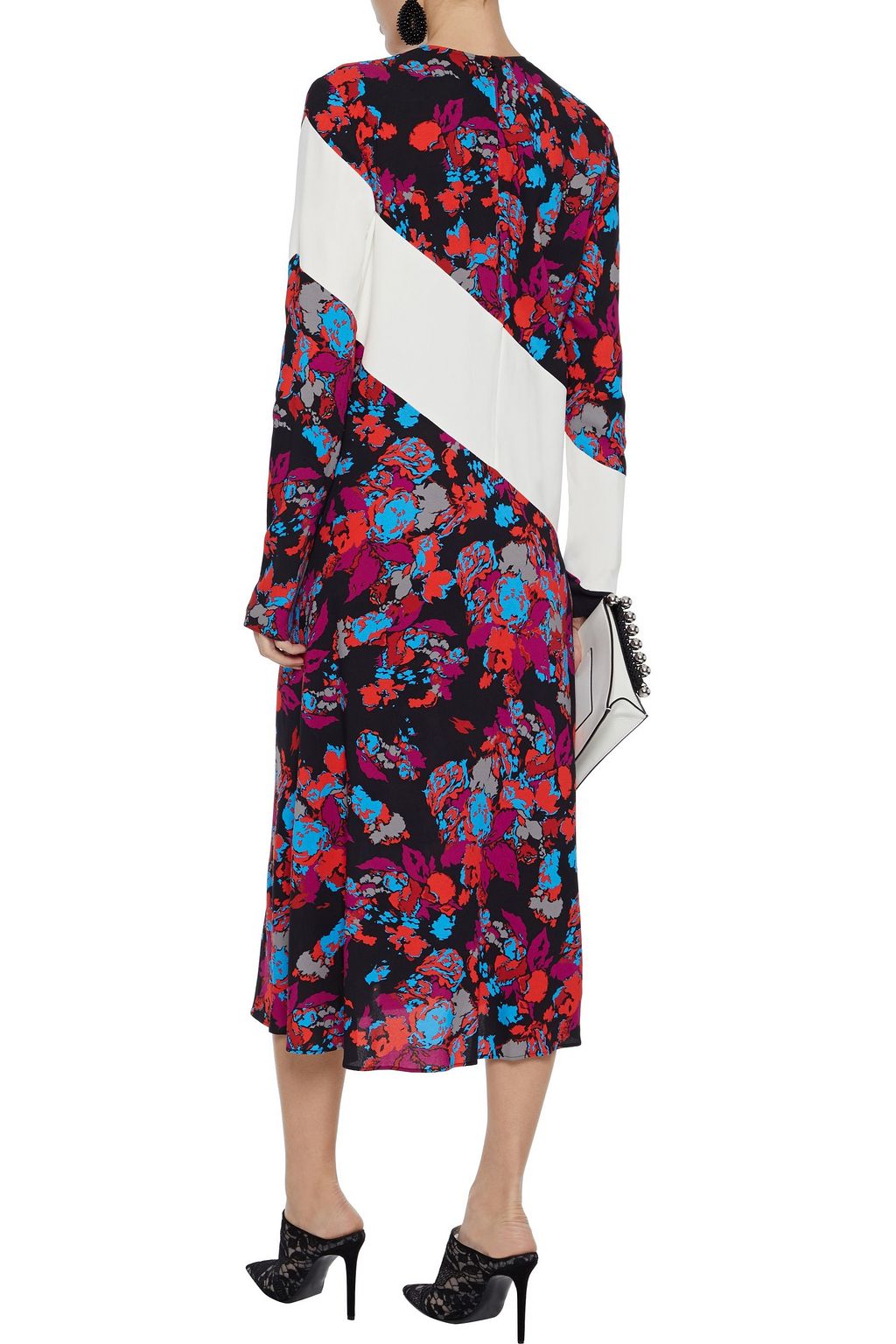 GIVENCHY Paneled floral-print crepe midi dress